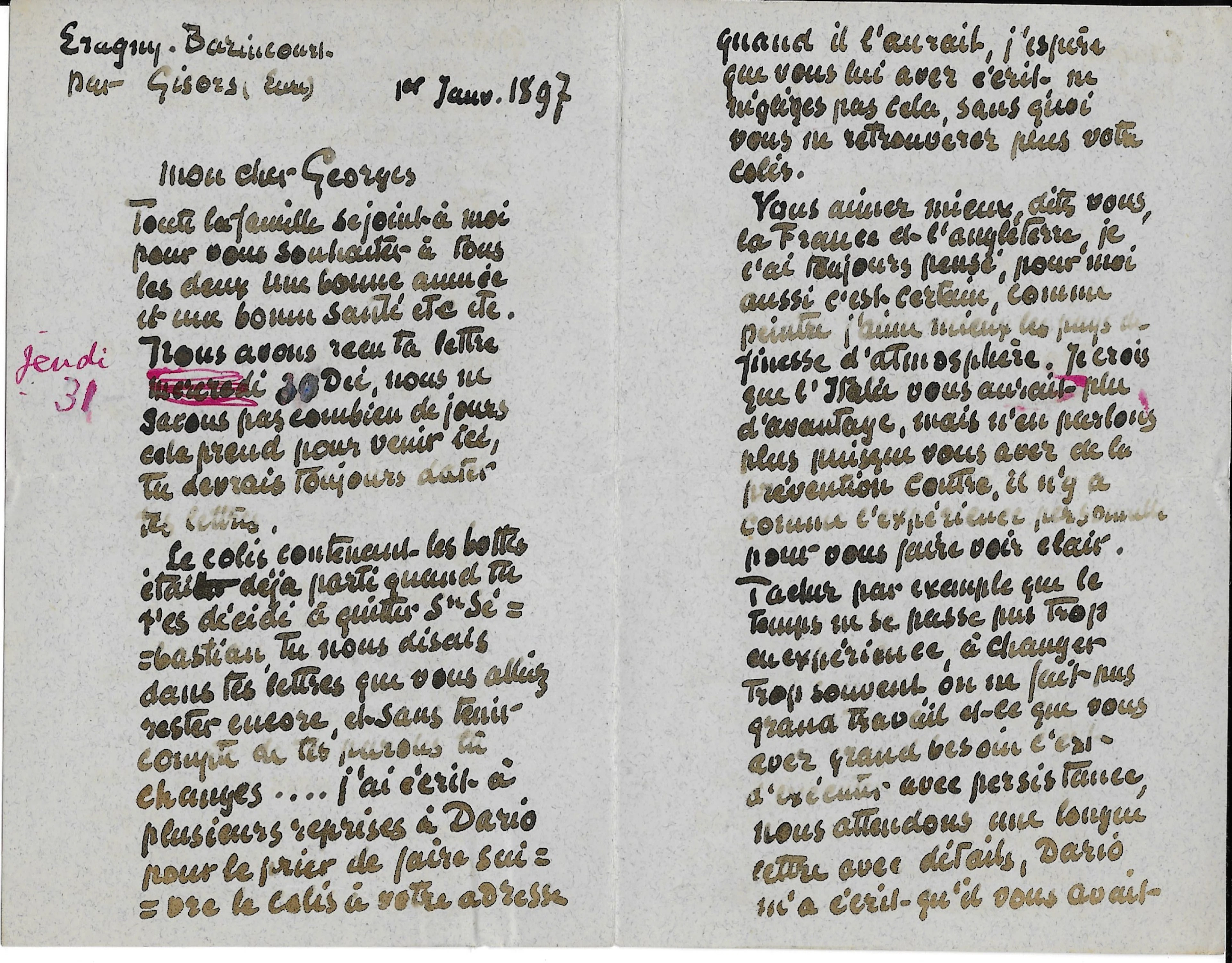 Camille PISSARRO - Lettre autographe signée