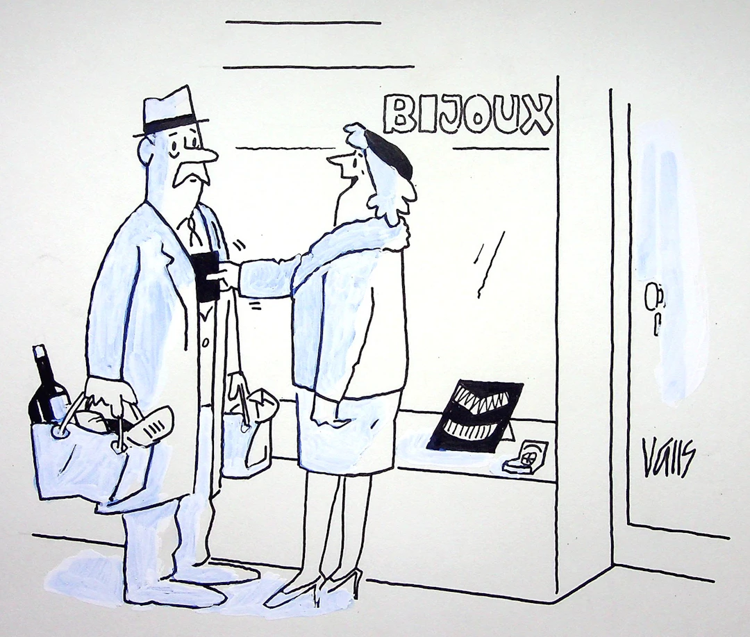 Guy VALLS : Charge de femme de foyer - Dessin original signé