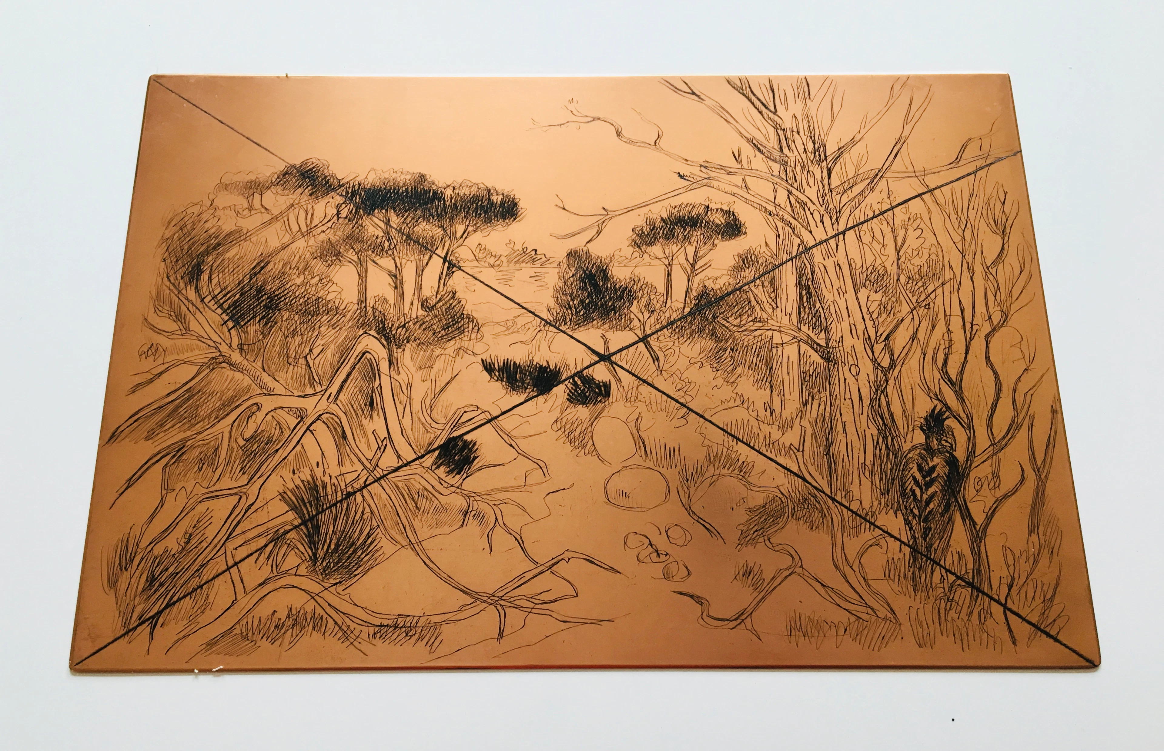 Yves BRAYER - Cuivre original gravé à l’eau-forte et sa gravure, 1973