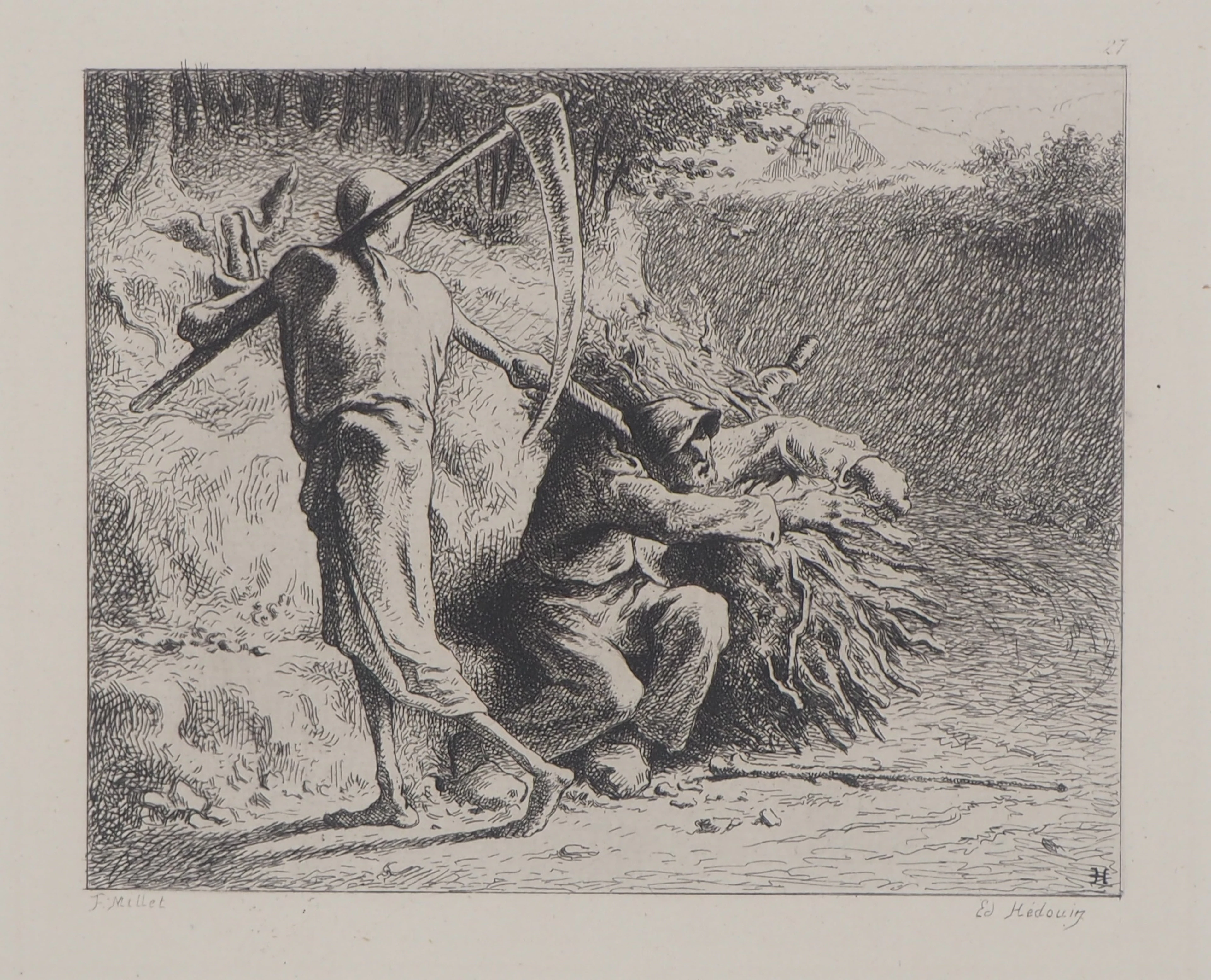 Jean François MILLET - Vanité, la Mort et le Bucheron,1873 - Gravure, signée