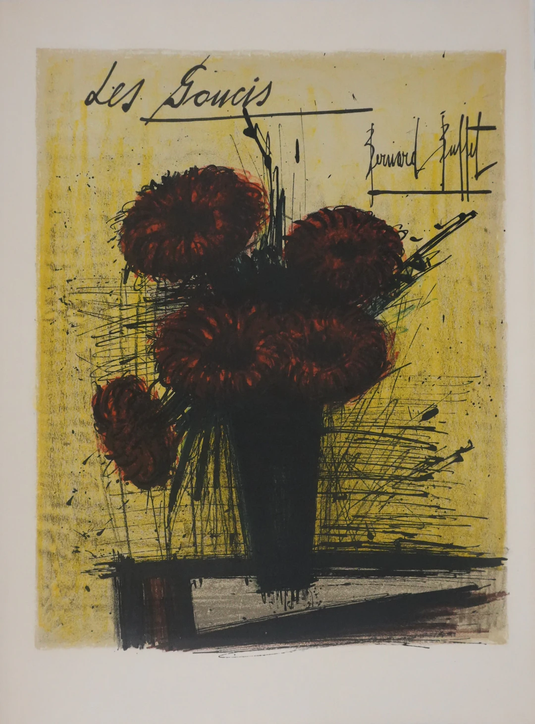 Bernard BUFFET : Les soucis, Lithographie originale signée