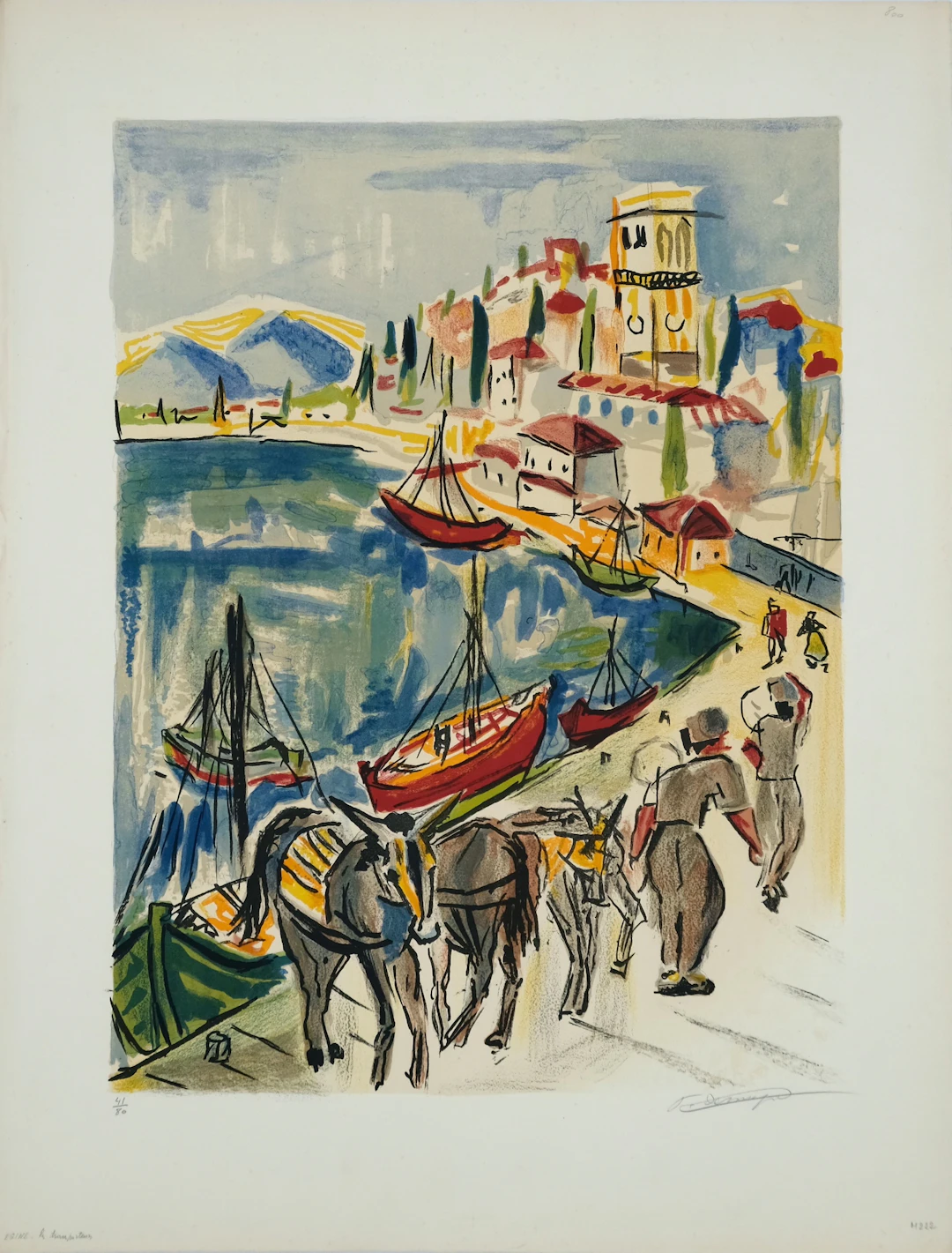 François DESNOYER : Les transporteurs d’Égine - Lithographie originale signée