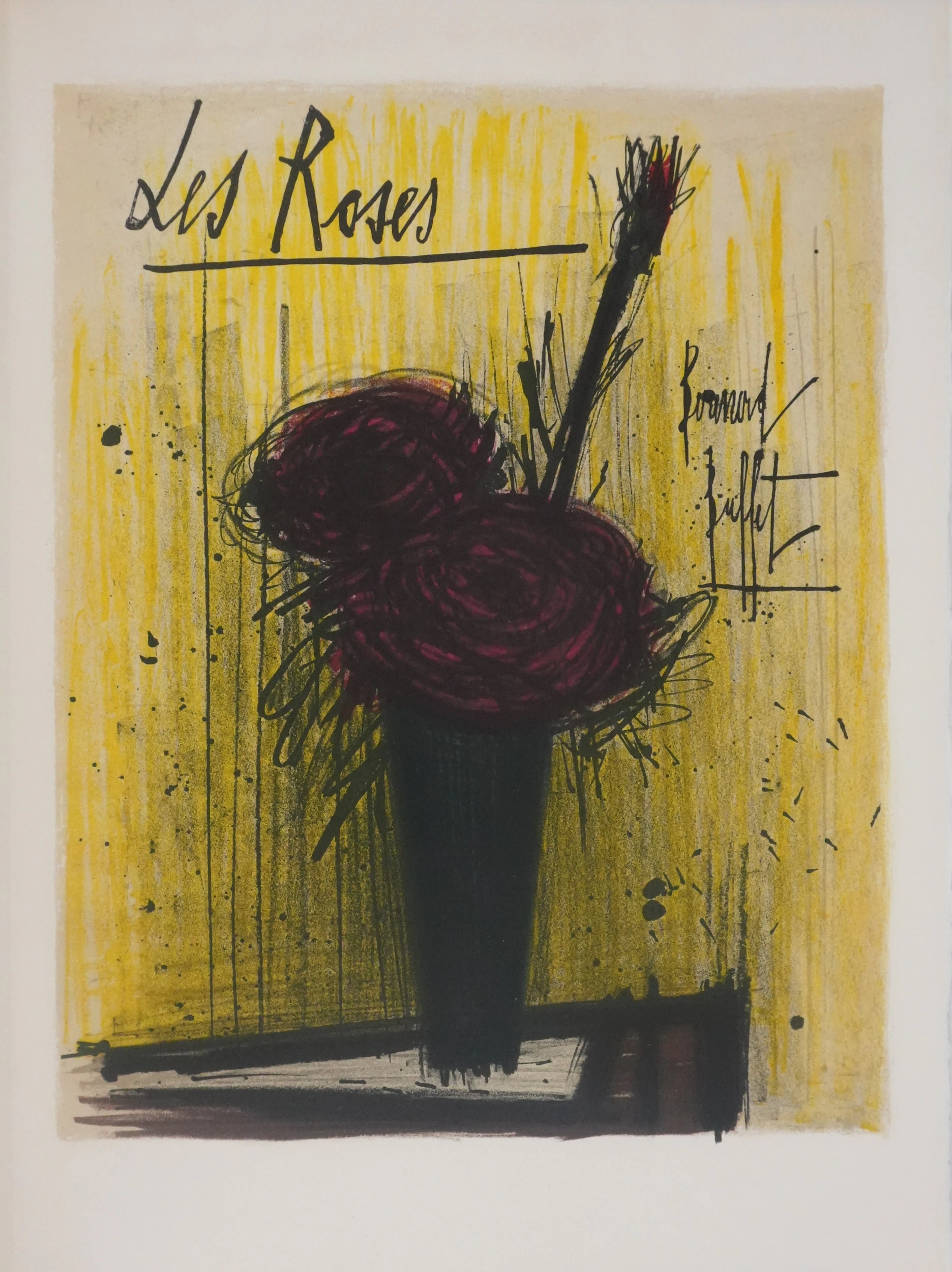 Bernard BUFFET : Les roses, Lithographie originale signée