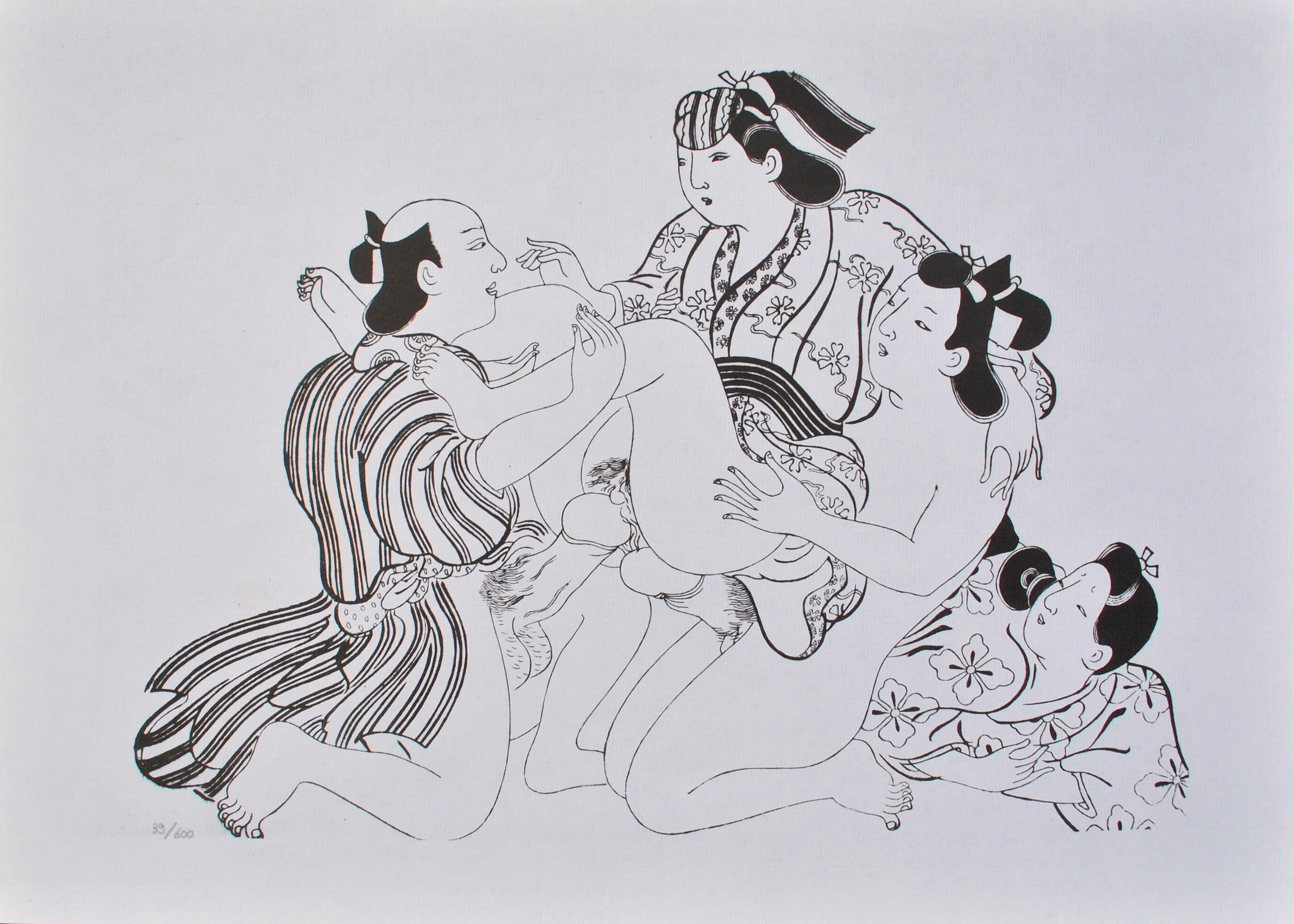 Jihei SUGIMURA (d’après) : le trio, 1961, Lithographie érotique