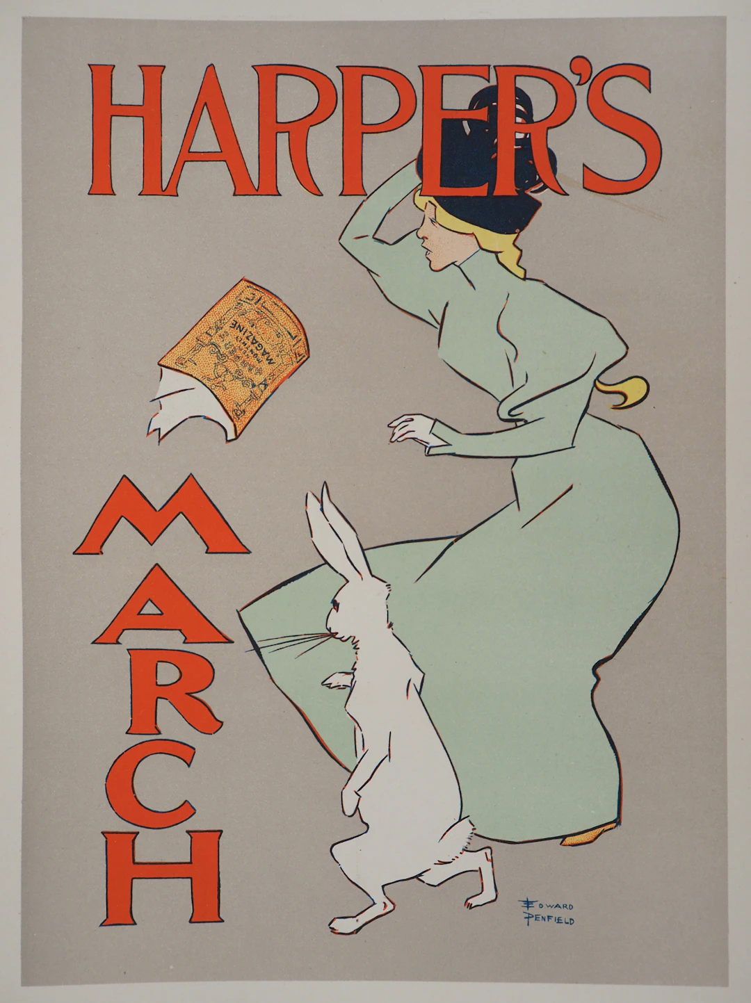 Edward PENFIELD : Alice et son lapin, 1895 - Lithographie originale signée