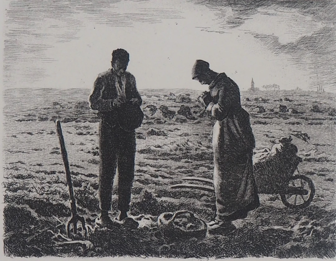 Jean-François Millet (d'après) - L'Angelus - Gravure, signée