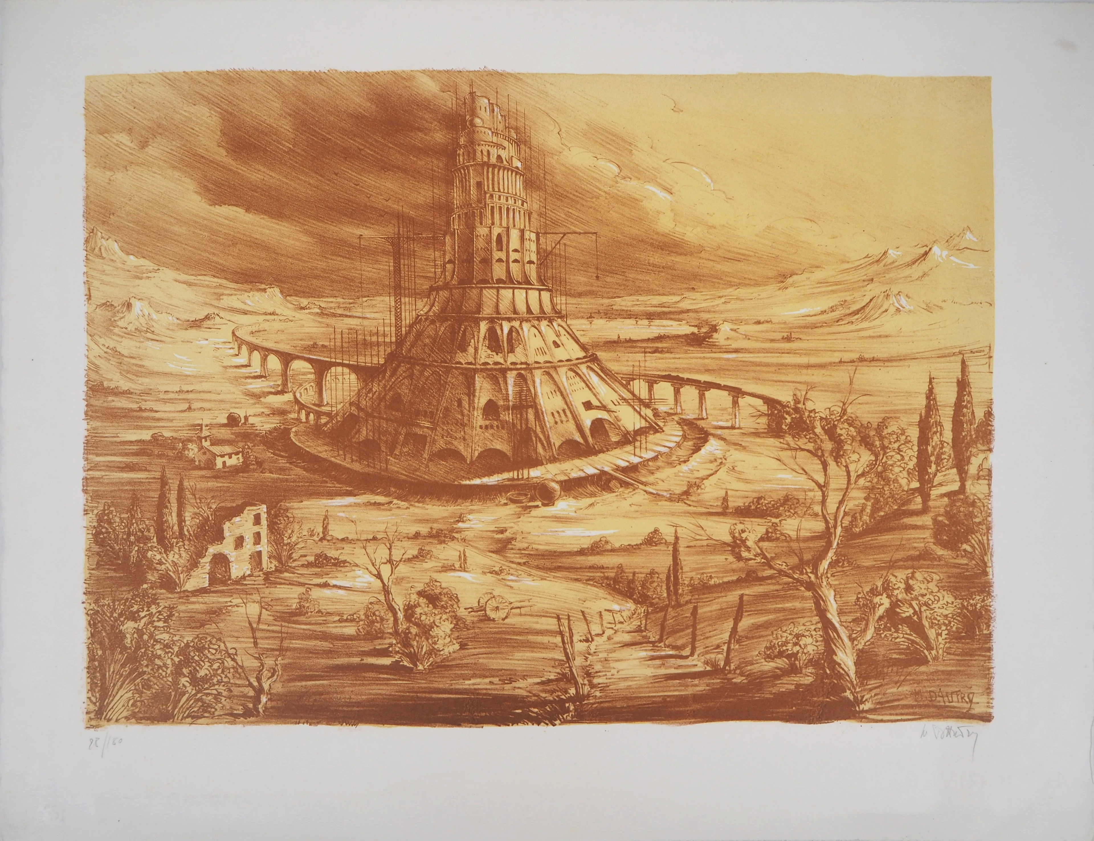 Marc DAUTRY : La construction - Lithographie originale signée