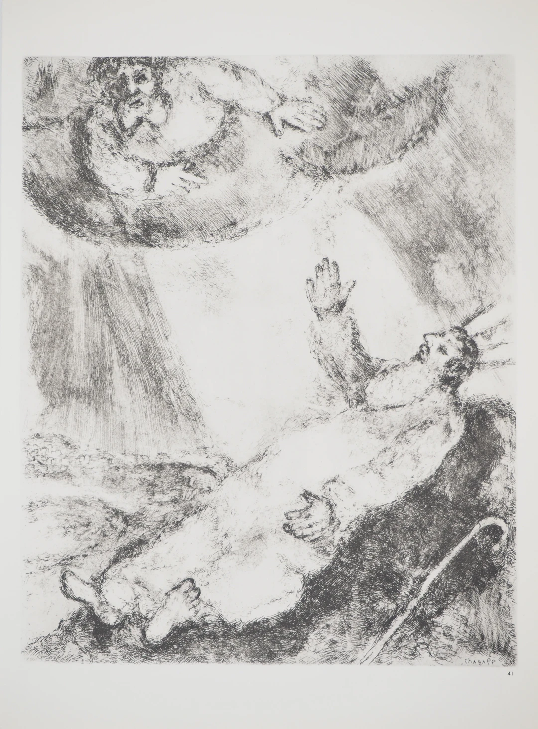 Marc CHAGALL : Mort de Moïse, Héliogravure originale signée