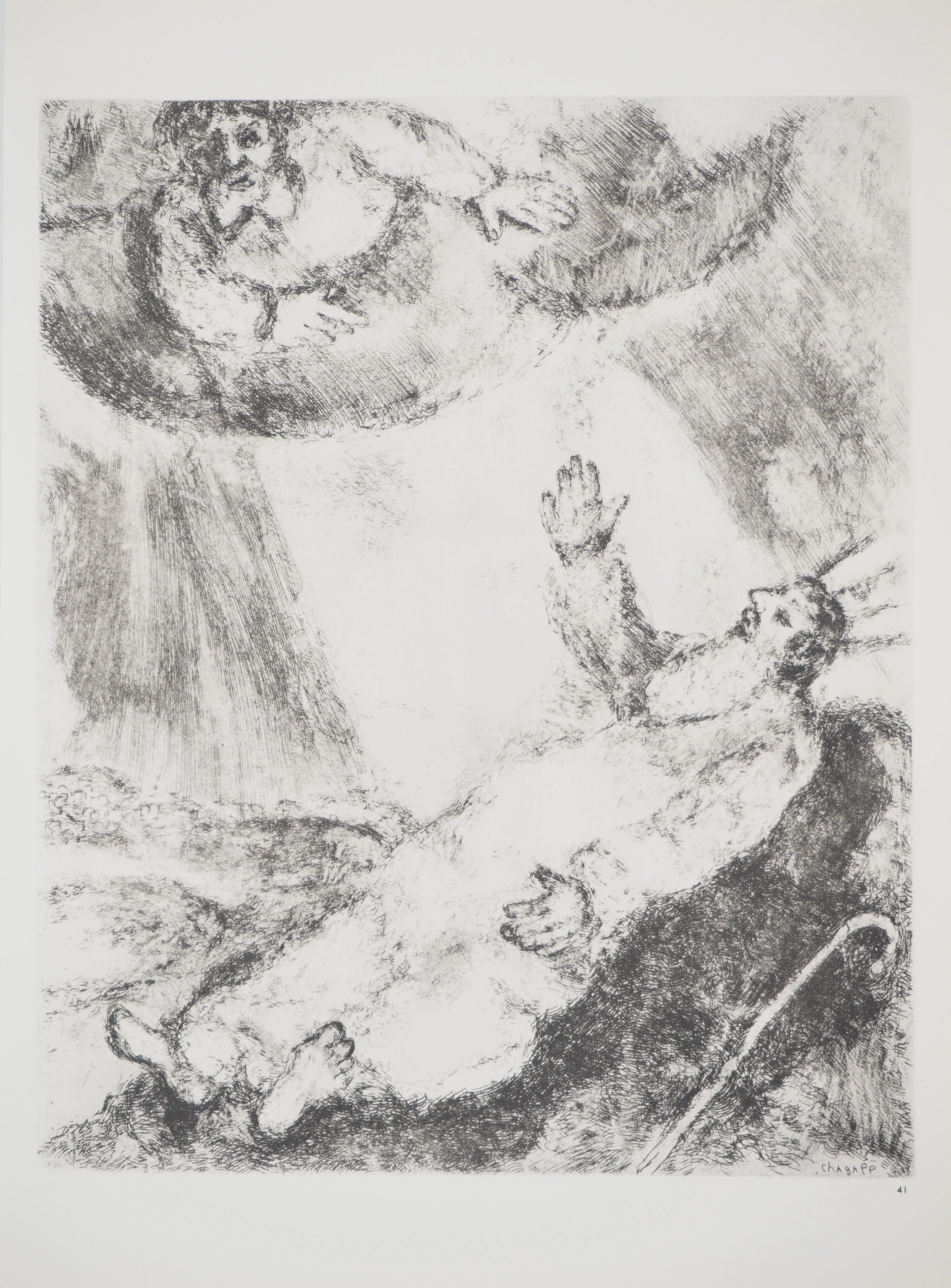 Marc CHAGALL : Mort de Moïse, Héliogravure originale signée