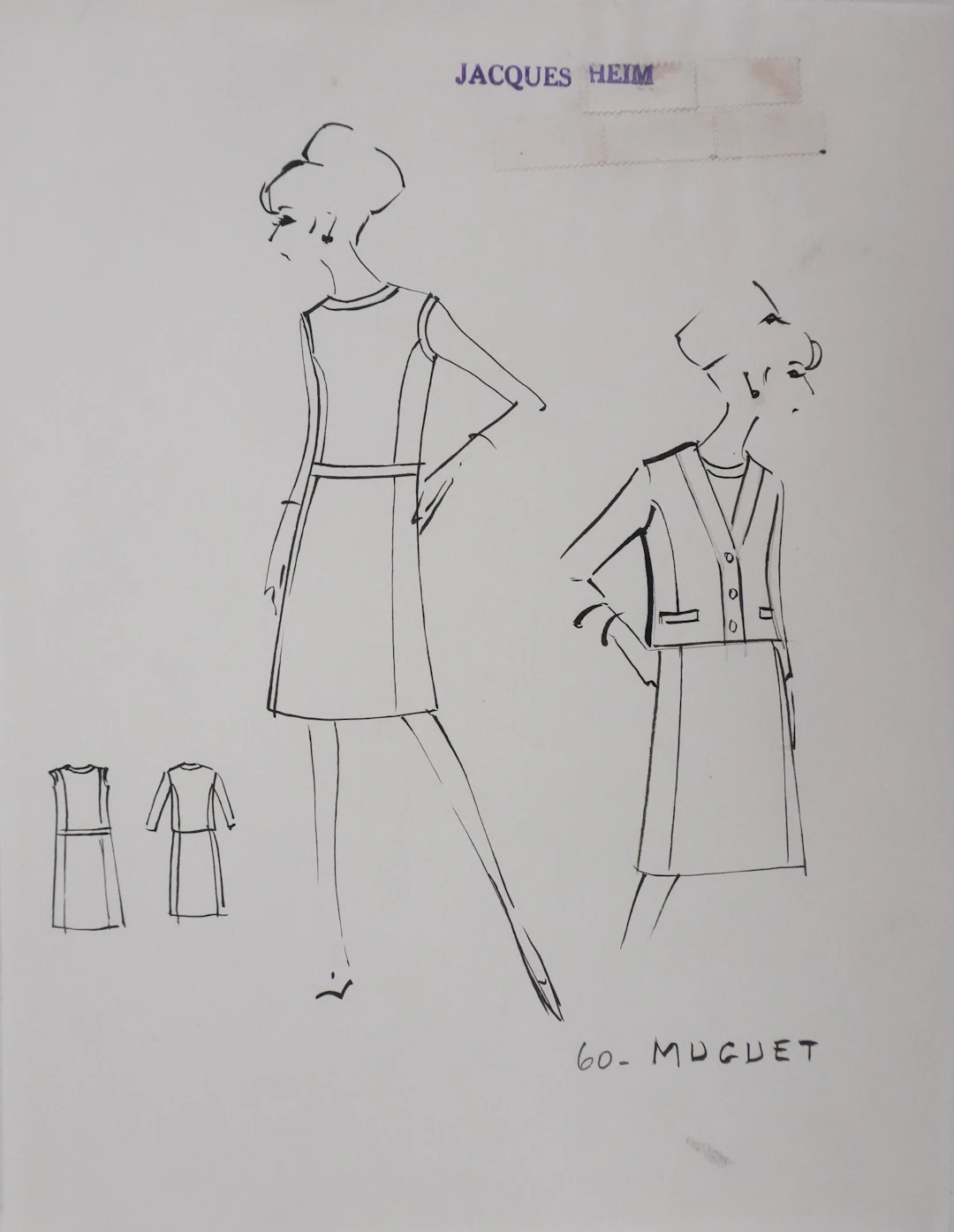 Jacques HEIM : Robe Muguet, Dessin original signé