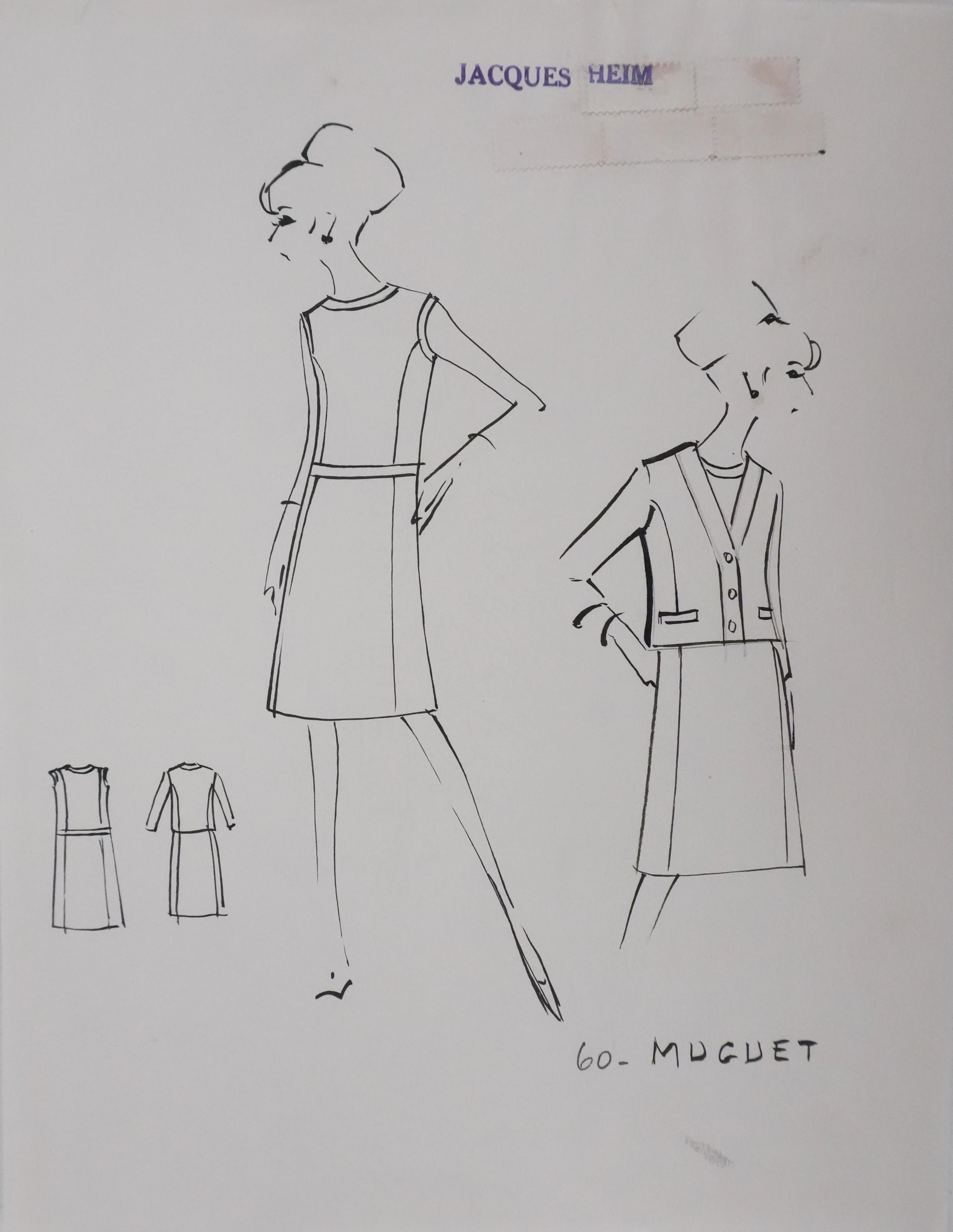 Jacques HEIM : Robe Muguet, Dessin original signé