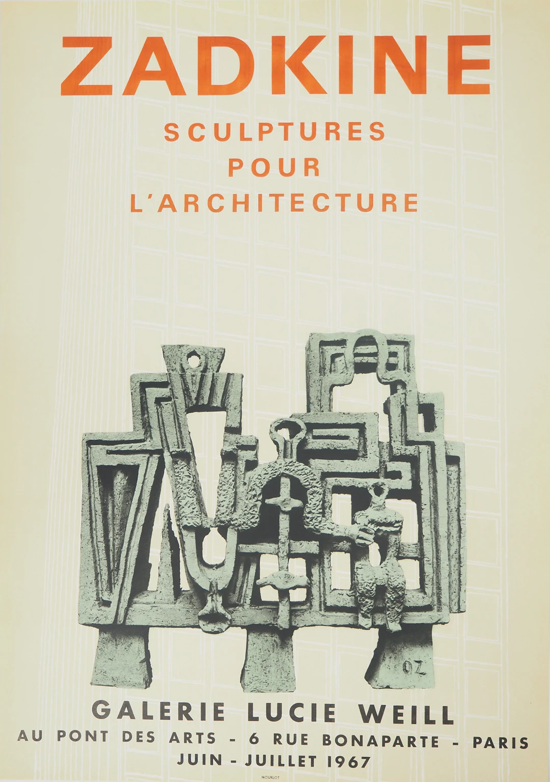 Ossip ZADKINE : Construction, Affiche en lithographie signée