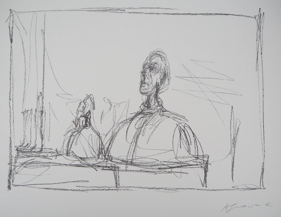 Alberto GIACOMETTI : Buste à l’atelier - Lithographie signée