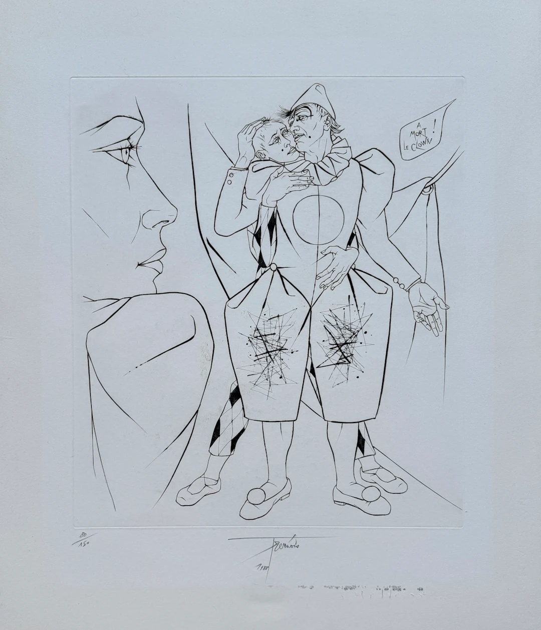 Pierre Yves TREMOIS - Le clown - Gravure originale signée et numérotée
