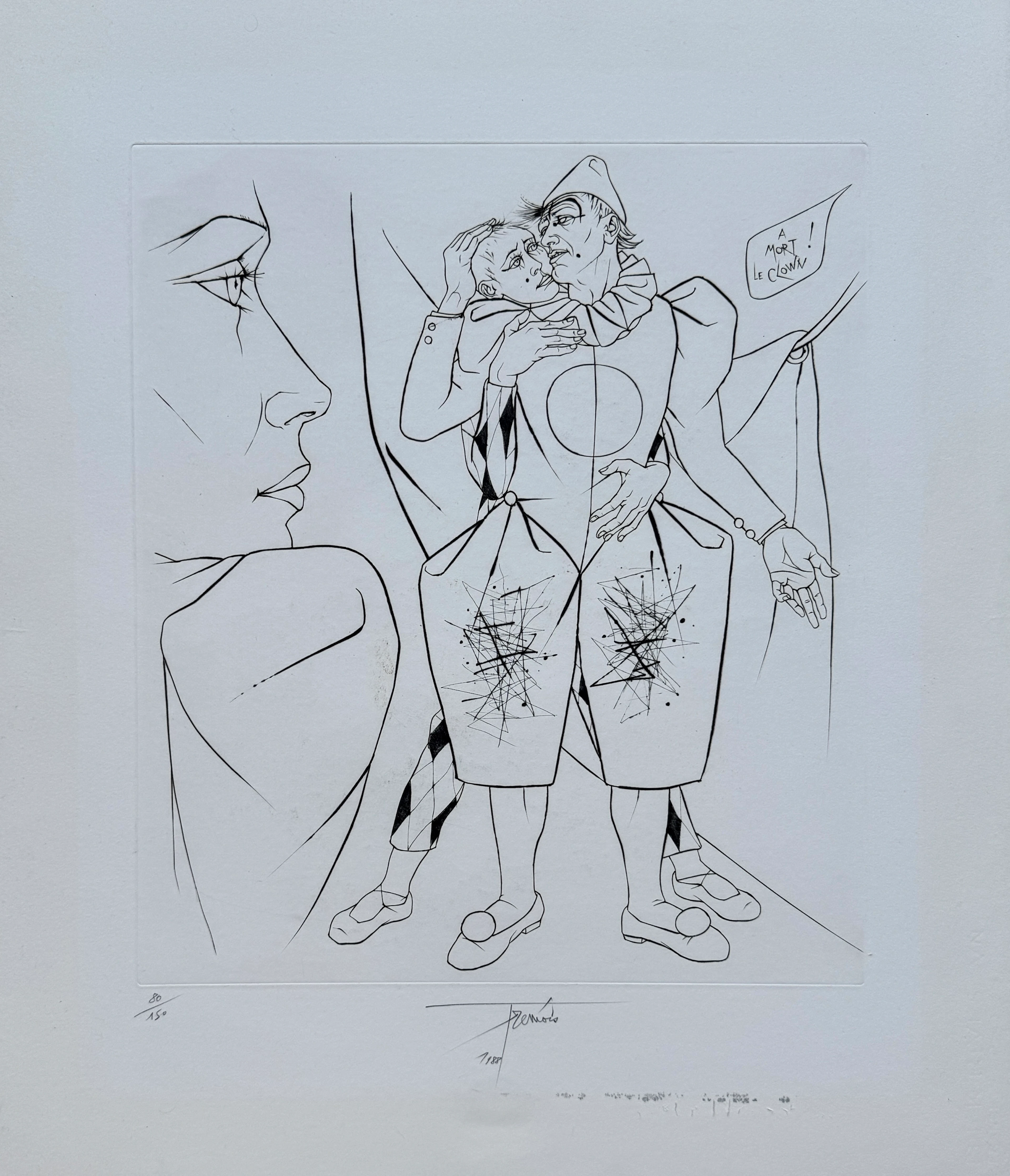 Pierre Yves TREMOIS - Le clown - Gravure originale signée et numérotée