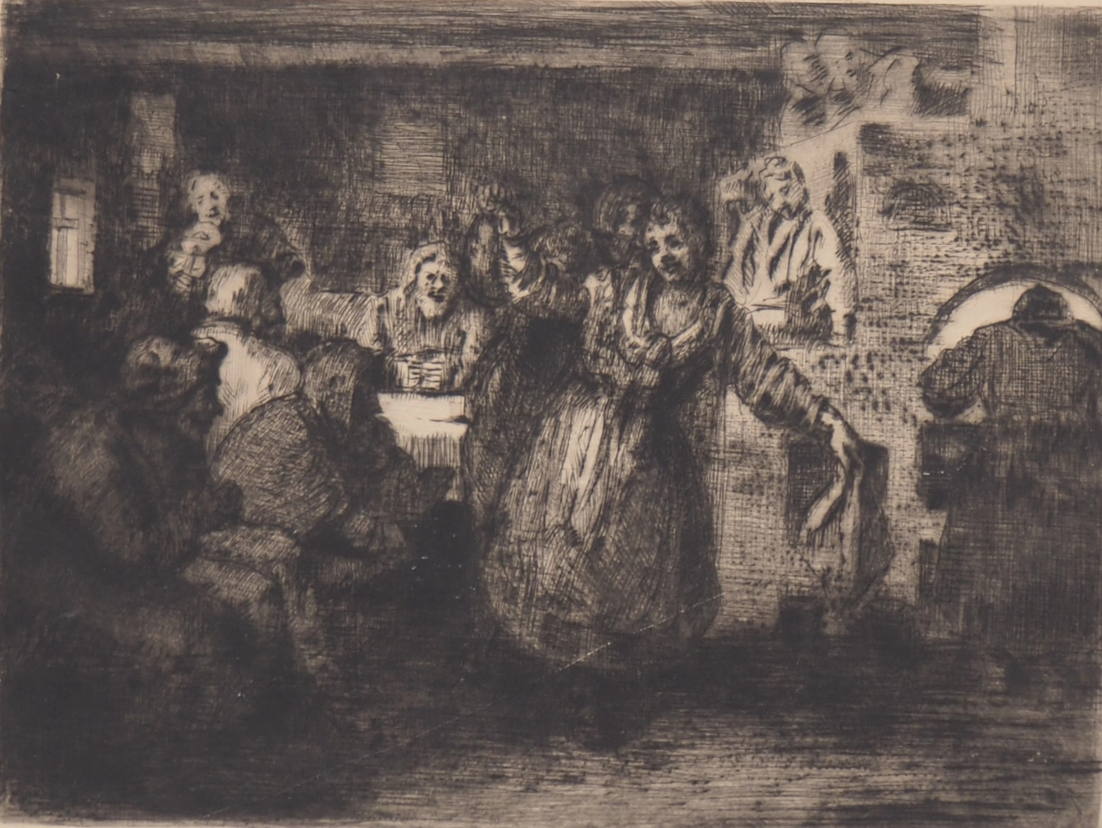 Simon Glatzer - Intérieur russe - Gravure originale signée