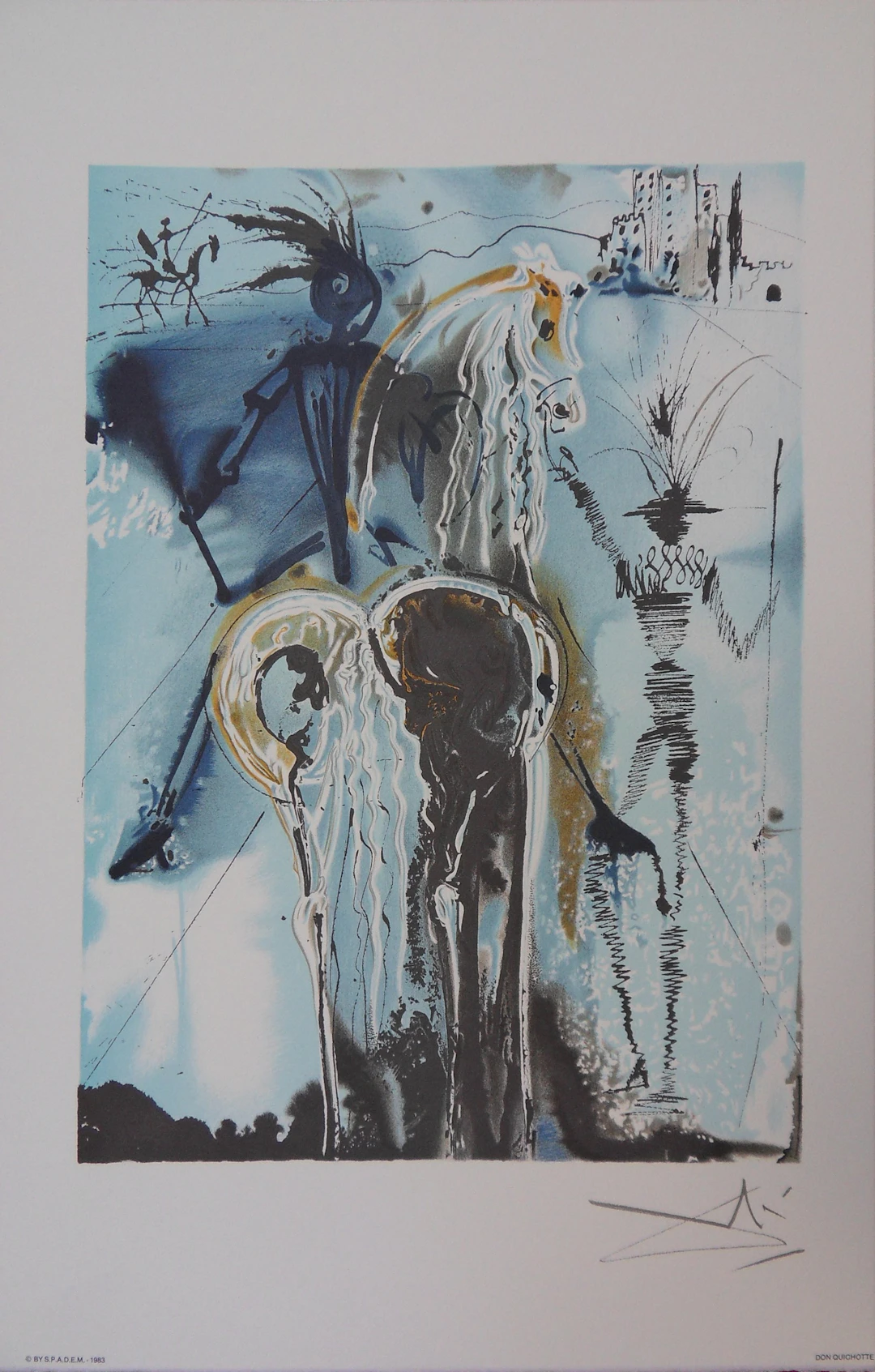 Salvador DALI : Les Chevaux, Don Quichotte - Lithographie signée