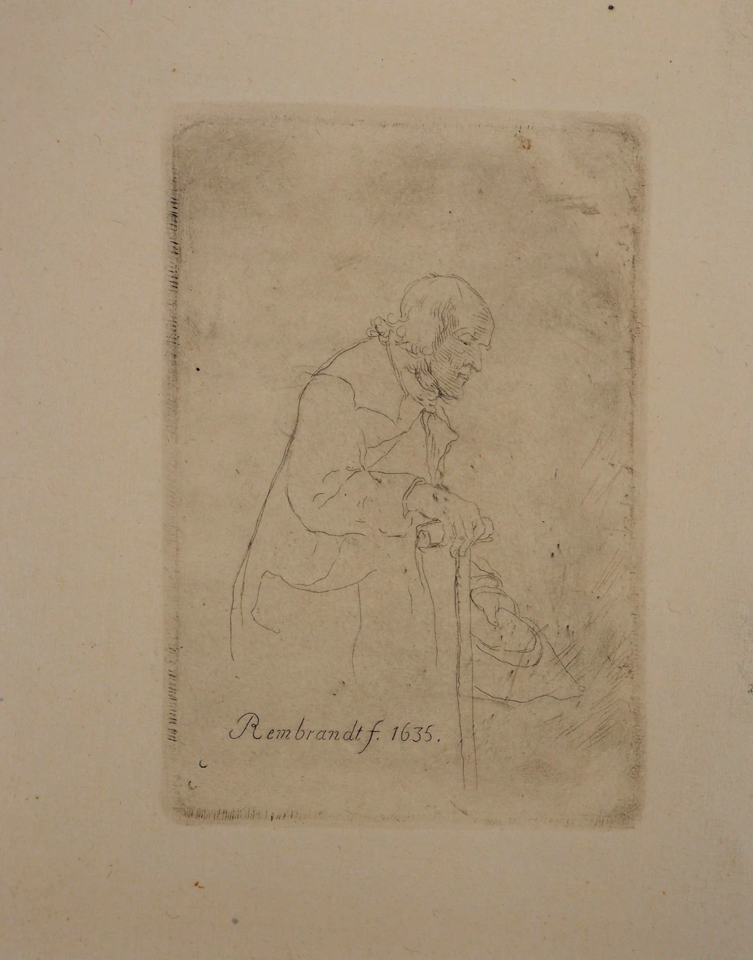 REMBRANDT (D’après) : Vieillesse - Gravure Signée