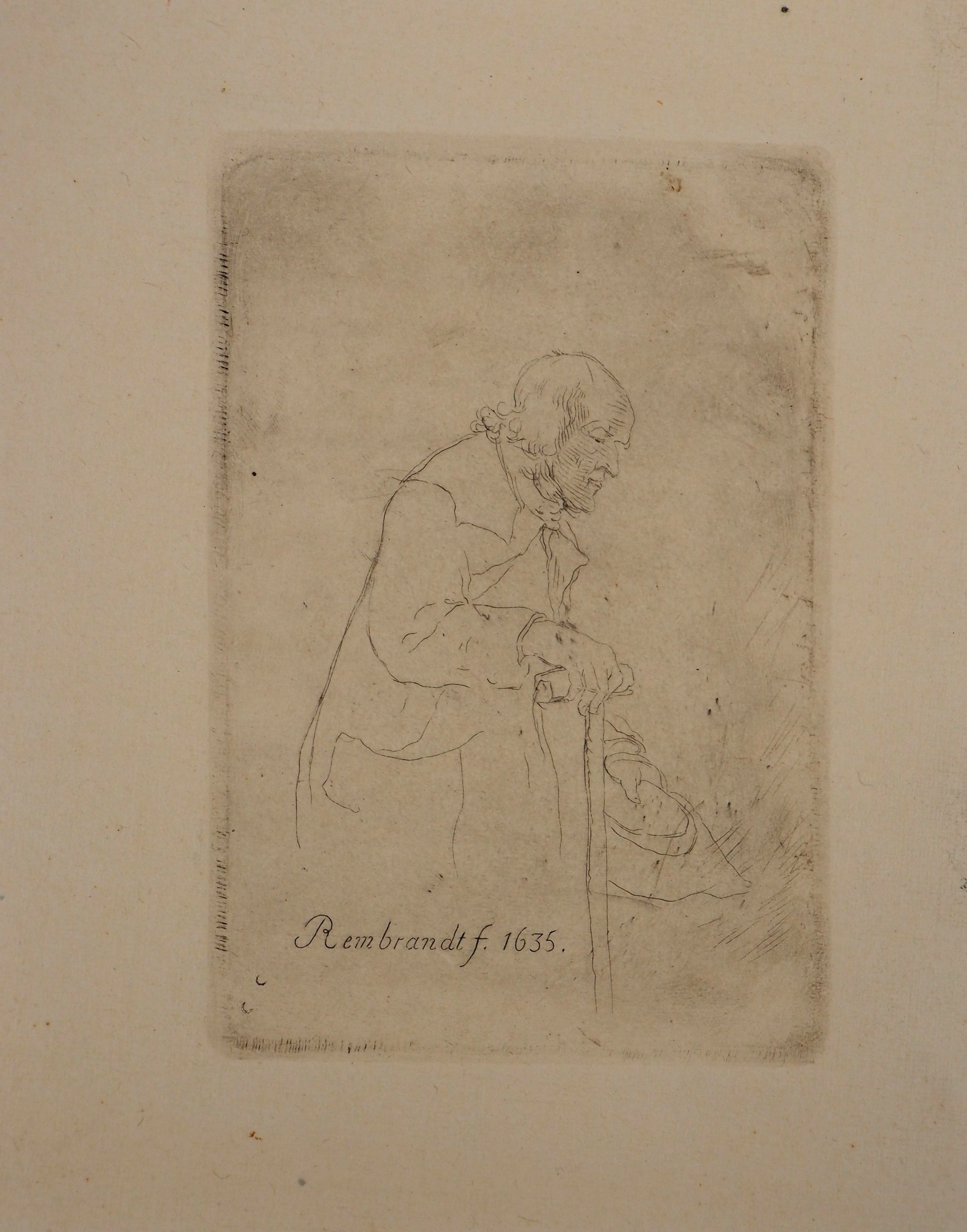 REMBRANDT (D’après) : Vieillesse - Gravure Signée