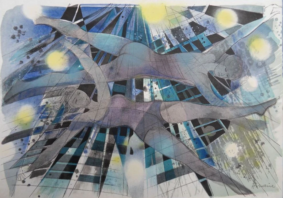 Camille HILAIRE - Les acrobates, lithographie signée