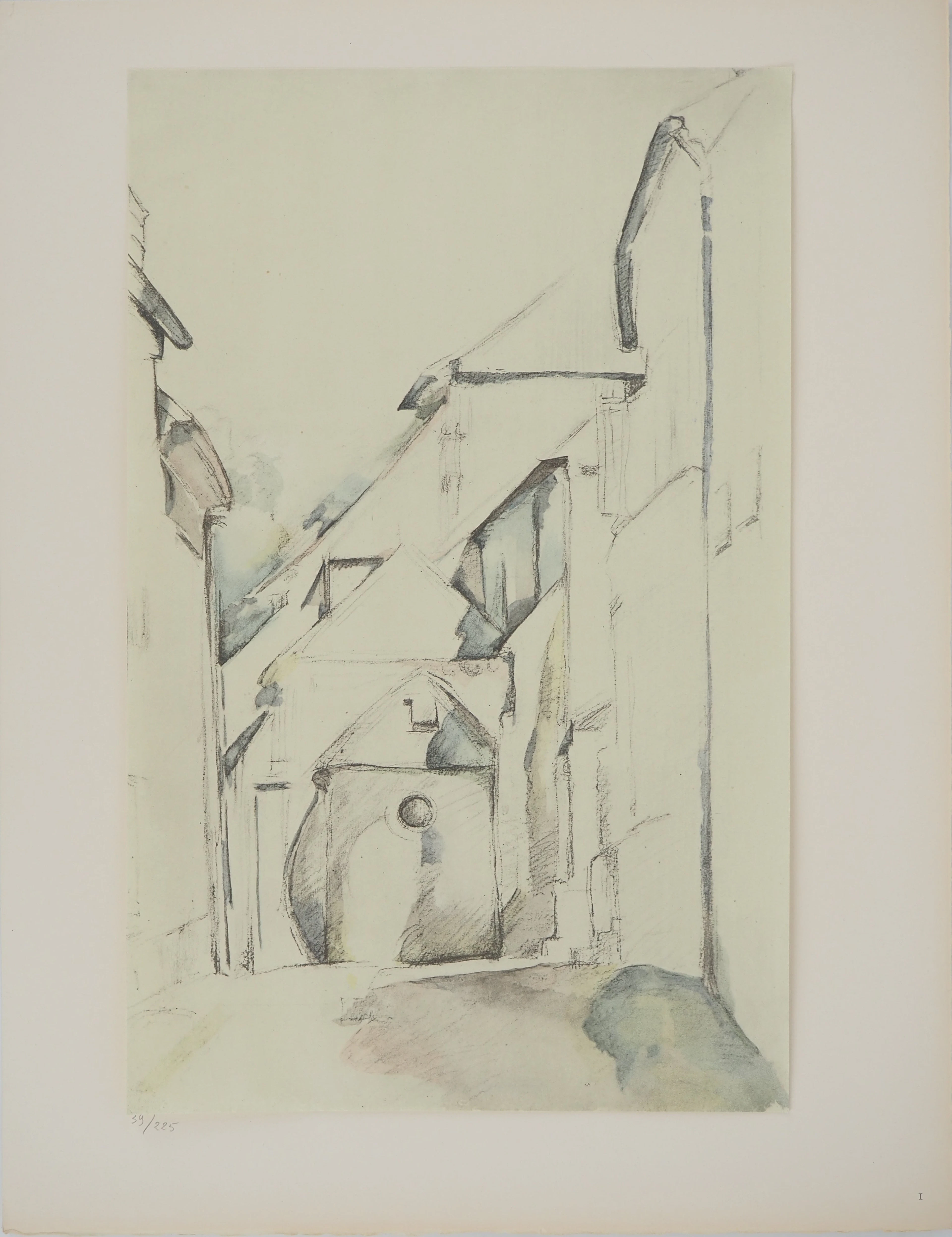 Paul CEZANNE : Intérieur de village, Lithographie et pochoir
