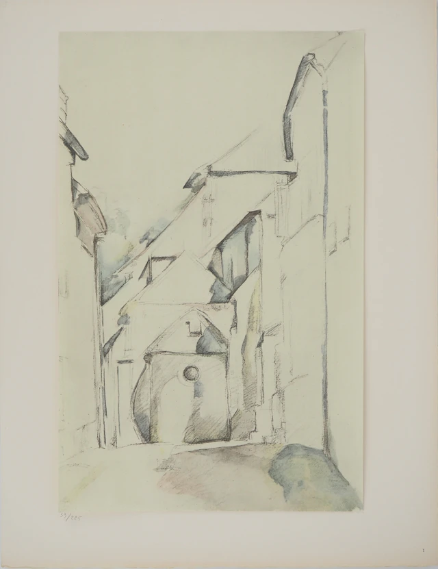Paul CEZANNE : Intérieur de village, Lithographie et pochoir