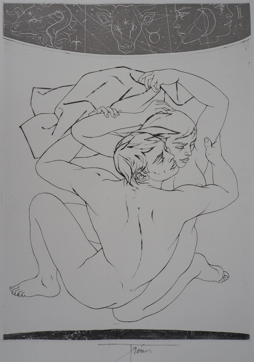 Pierre-Yves TRÉMOIS : Couple amoureux - Gravure Originale Signée