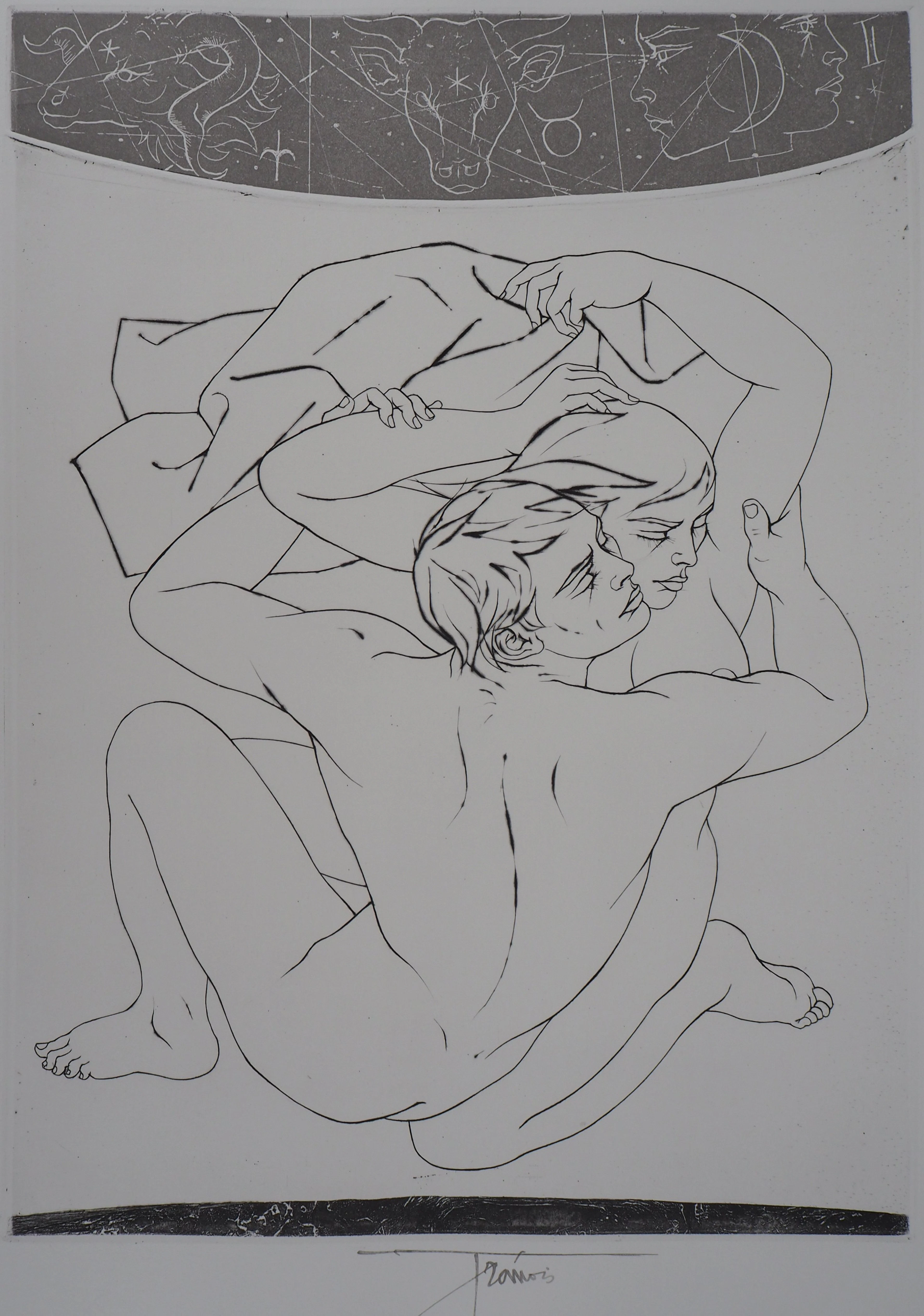 Pierre-Yves TRÉMOIS : Couple amoureux - Gravure Originale Signée