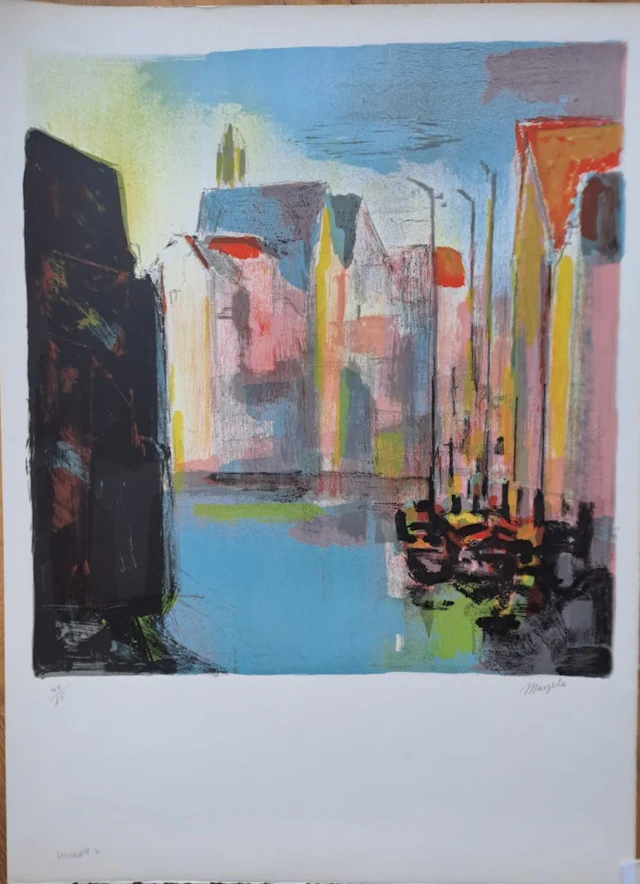 Jean Marzelle - L'entrée du port - Lithographie signée et numérotée au crayon