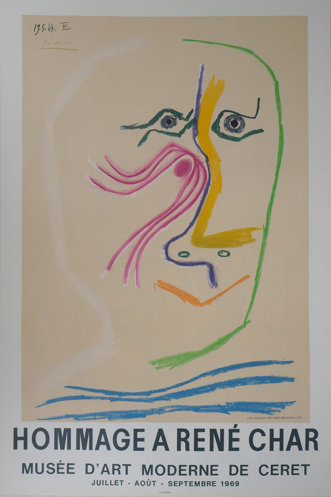 Pablo PICASSO (d’après) : Hommage à René Char - 1969 - Affiche lithographique