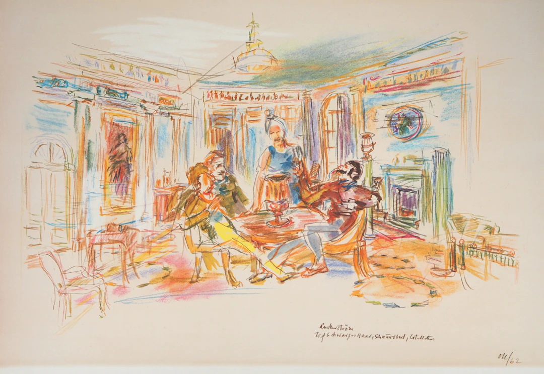 Oskar KOKOSCHKA - Chambre de la conjuration, 1962 - Photolithographie signée