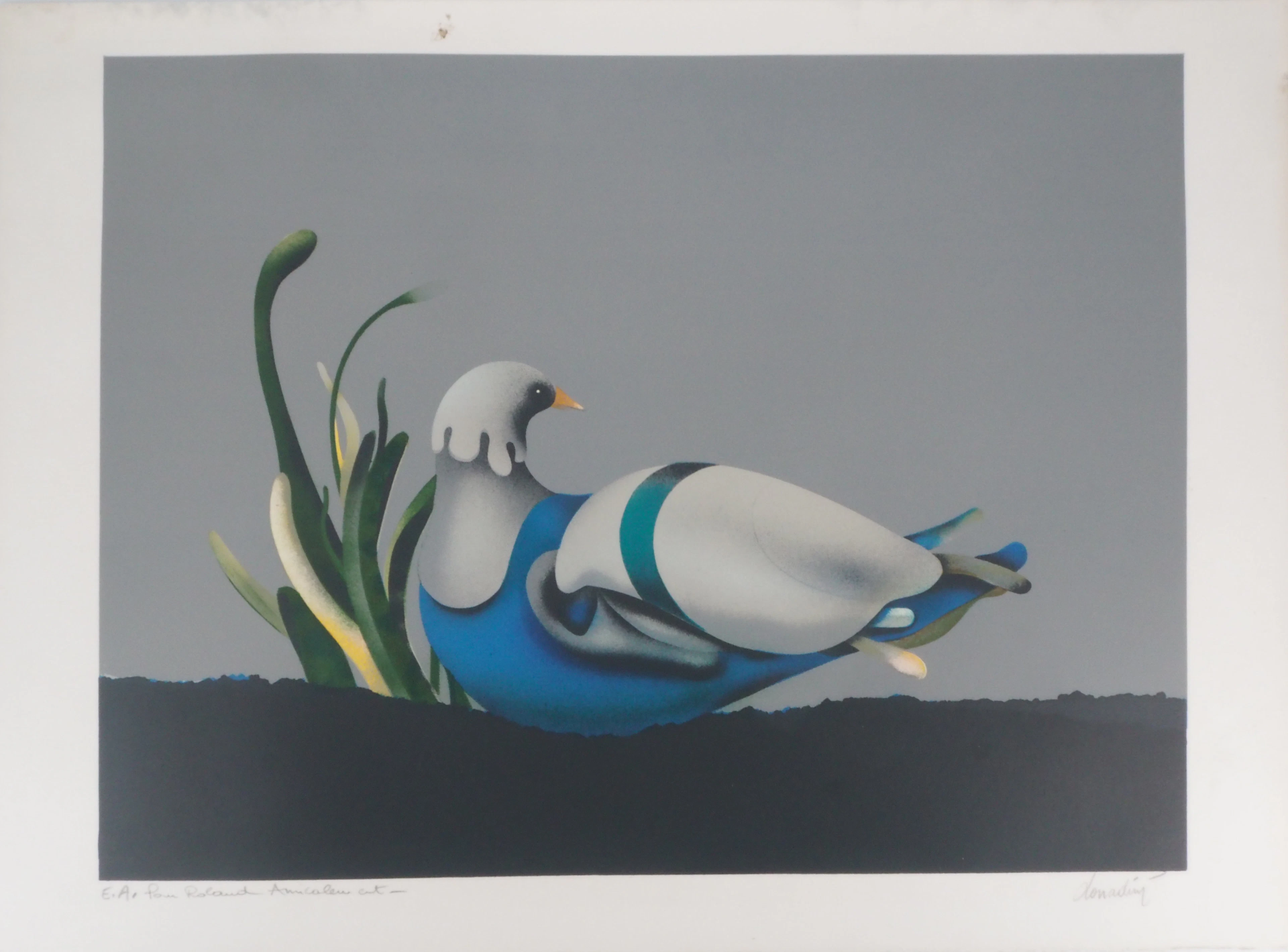 Jean Paul DONADINI : Le pigeon voyageur - Lithographie originale signée