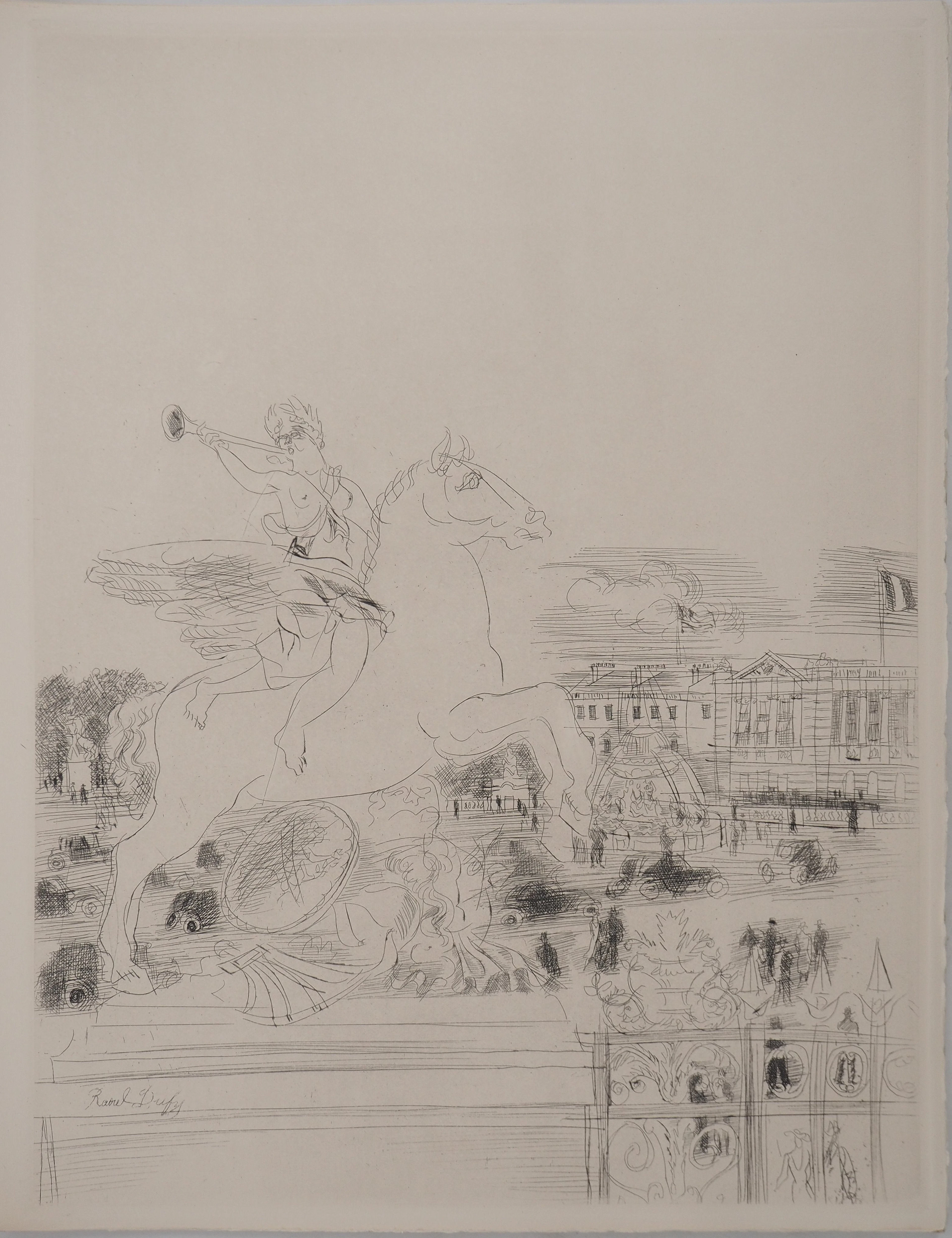 Raoul DUFY : Mes Champs Elysées, Gravure originale signée