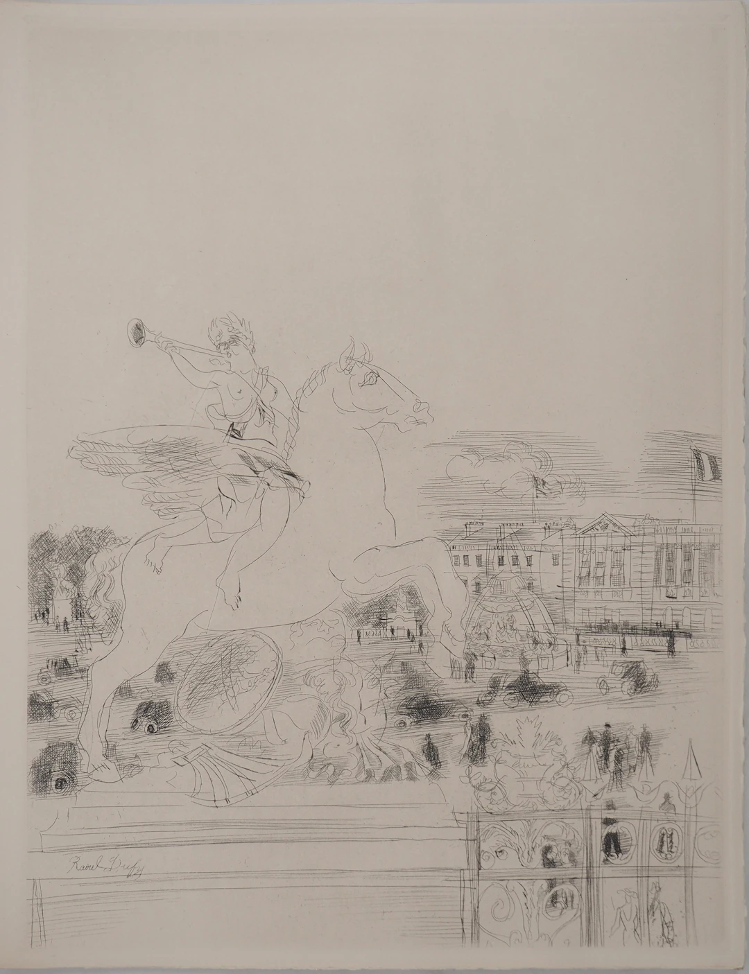 Raoul DUFY : Mes Champs Elysées, Gravure originale signée