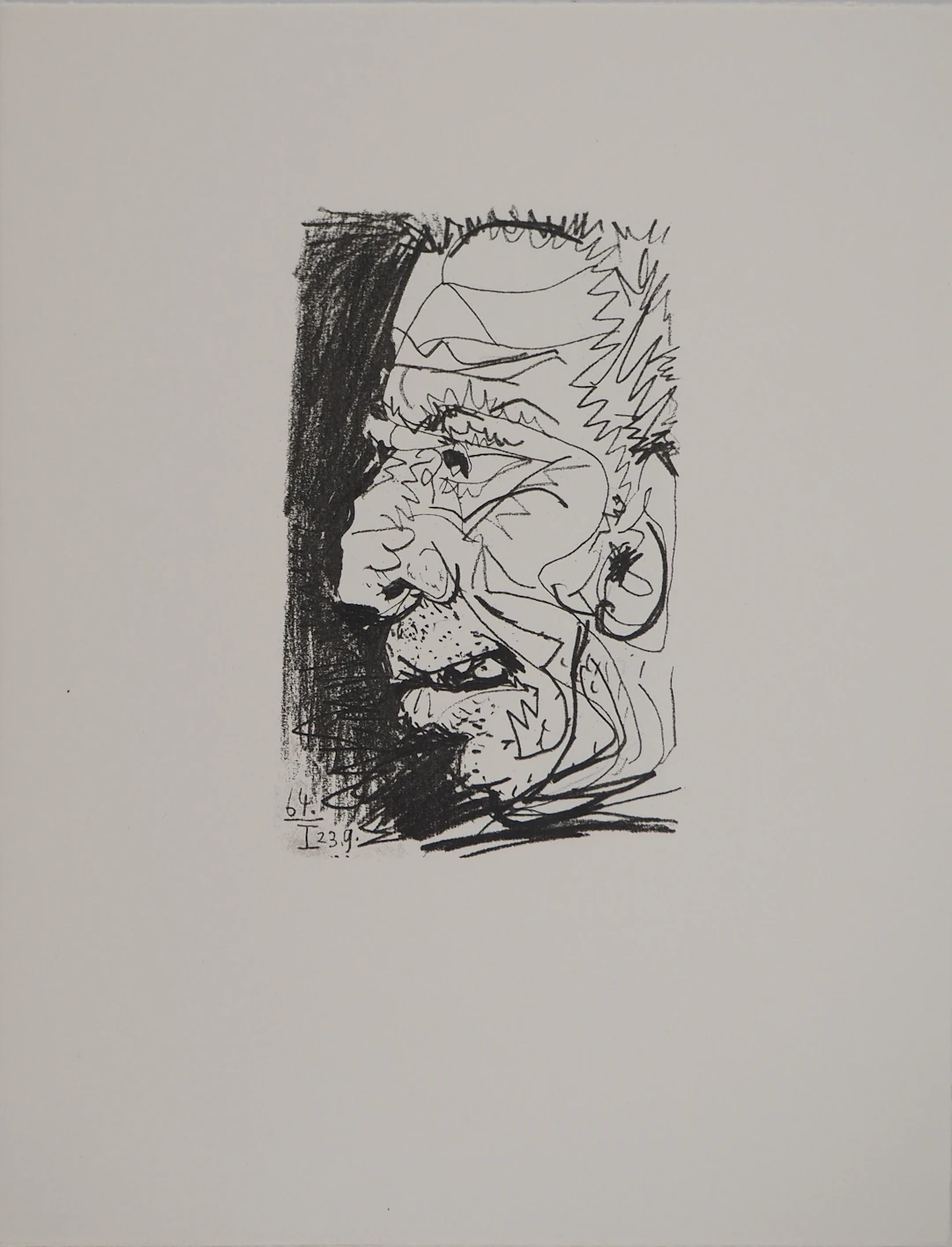 Pablo PICASSO : Le Goût du Bonheur, Autoportrait en vieillard, Lithographie