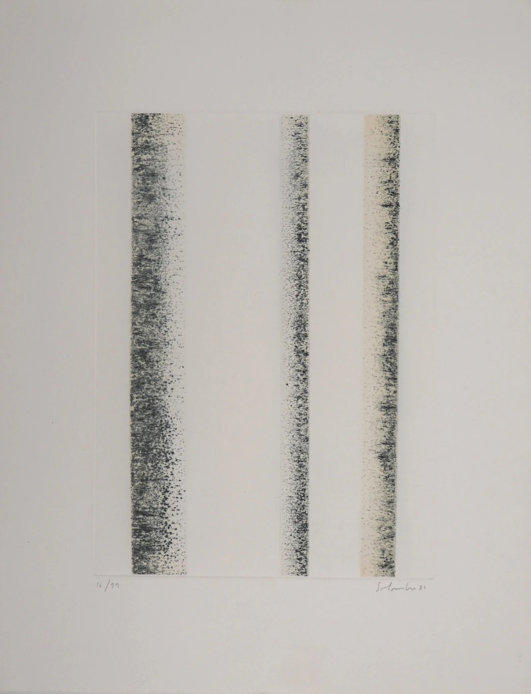Jean SOLOMBRE - Trois troncs de bouleaux, 1981 - Gravure signée et numérotée