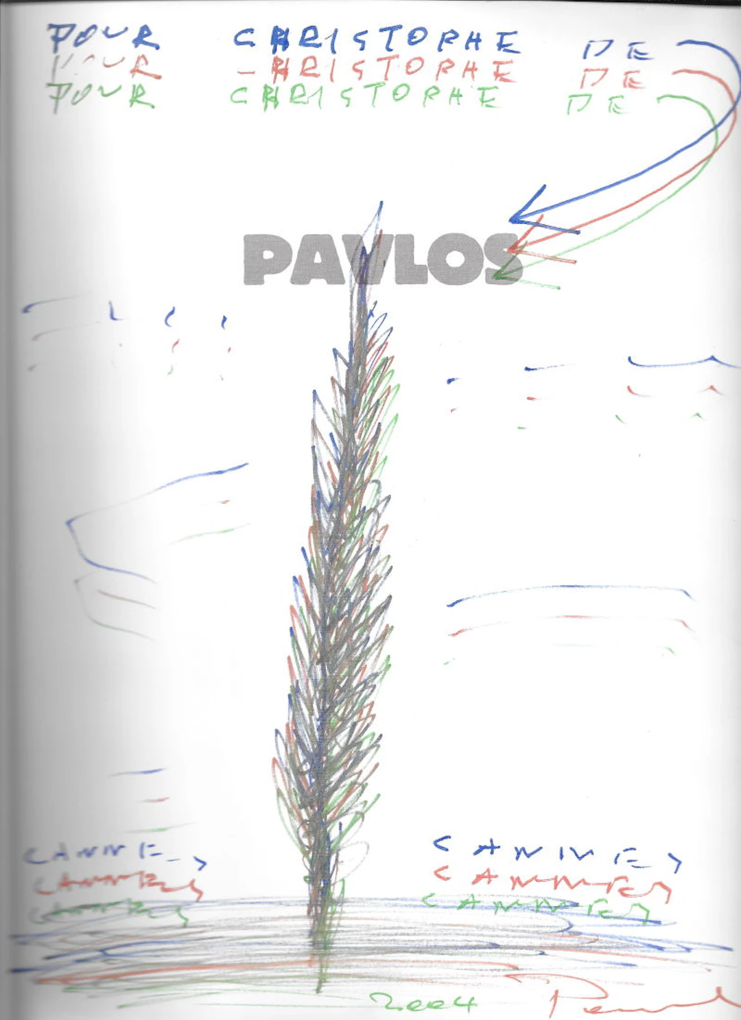 PAVLOS - Papiers en fête, 2004 - Dessin signé