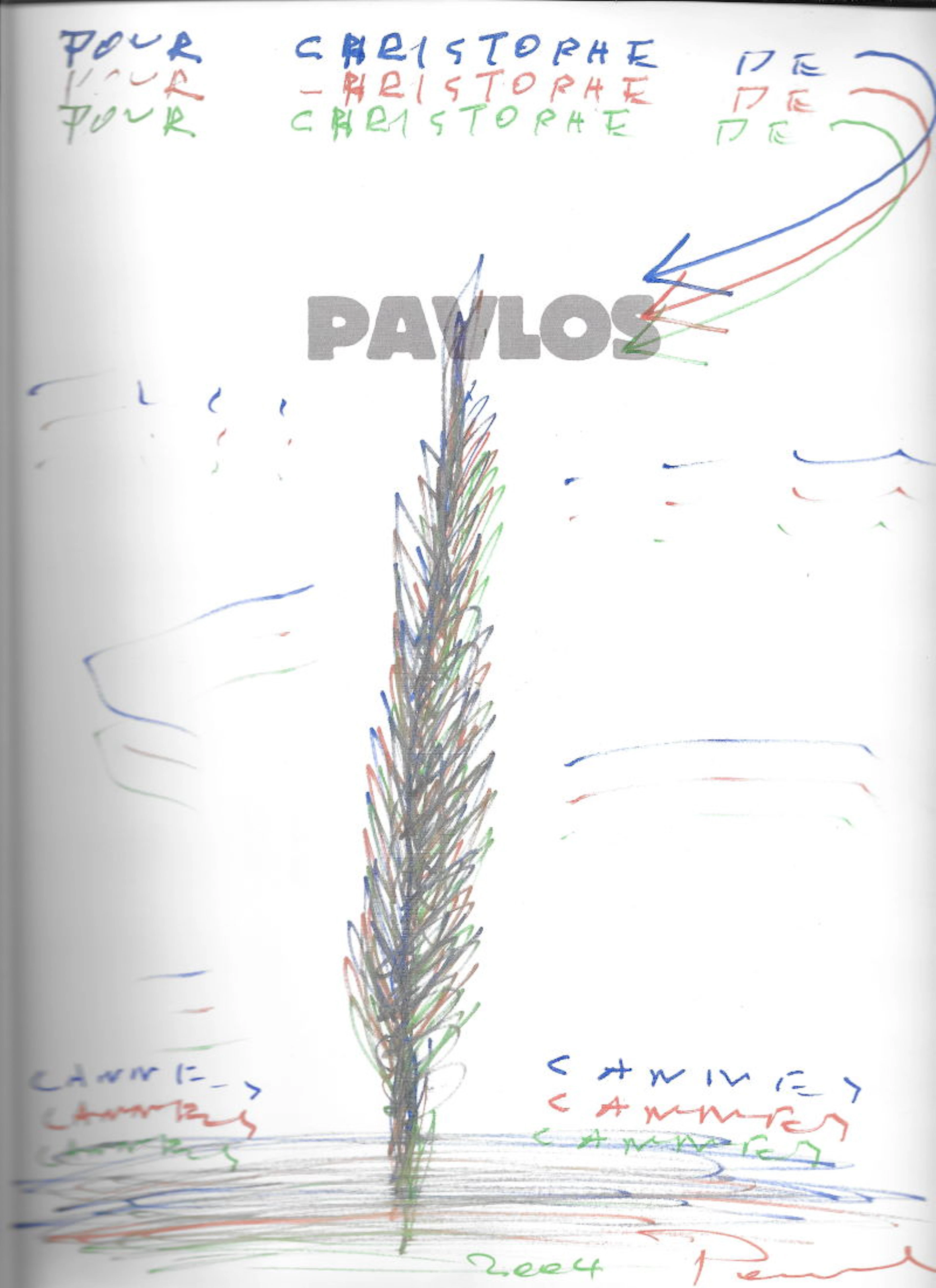 PAVLOS - Papiers en fête, 2004 - Dessin signé