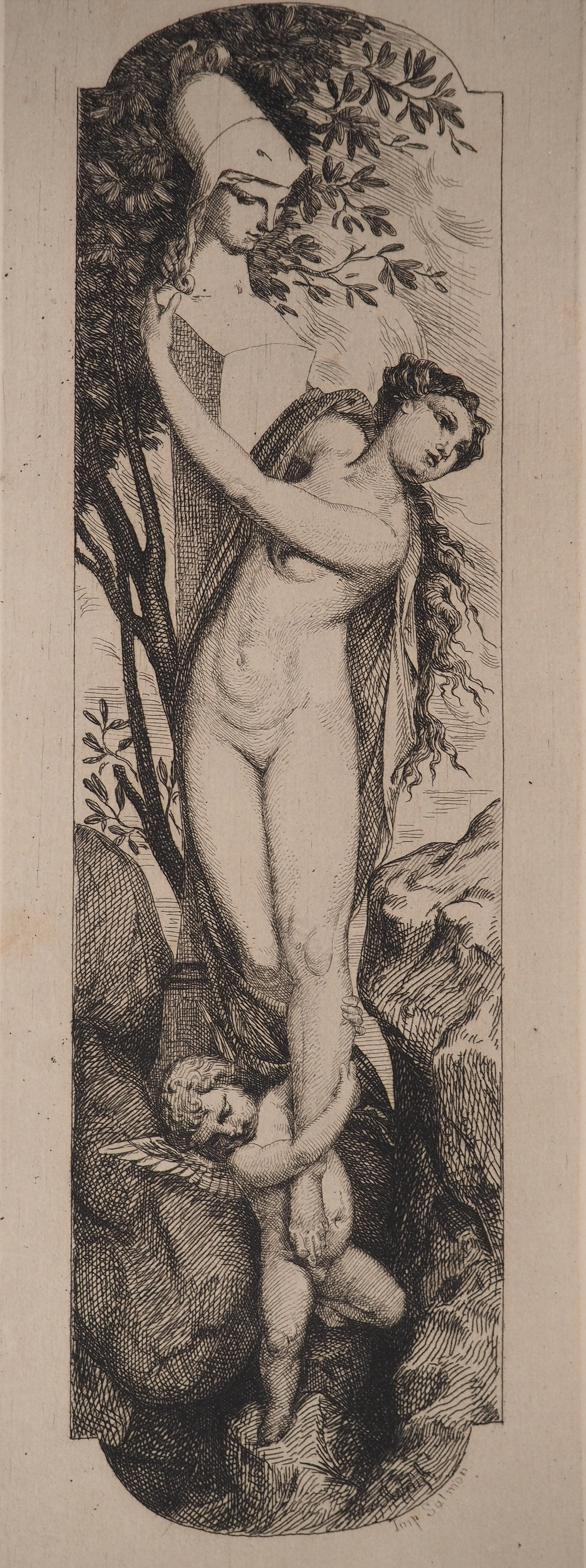 Marc-Louis SOLON : La chute, Gravure originale