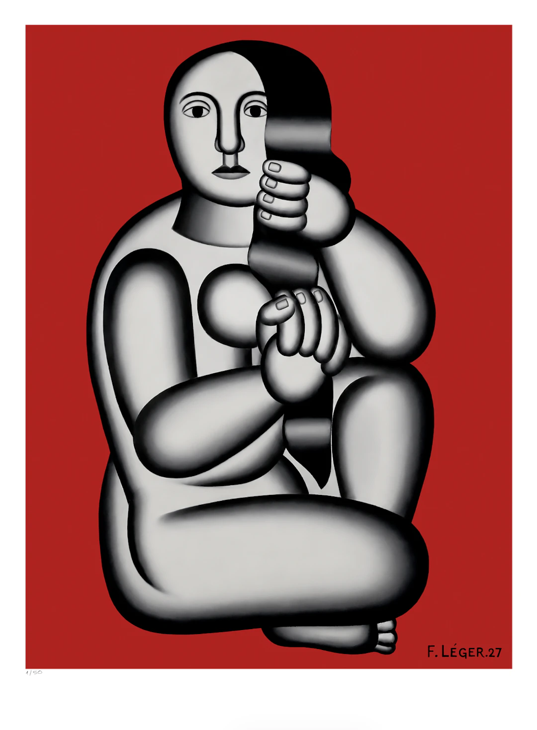 Fernand Léger (d’après), Femme assise sur fond rouge, sérigraphie