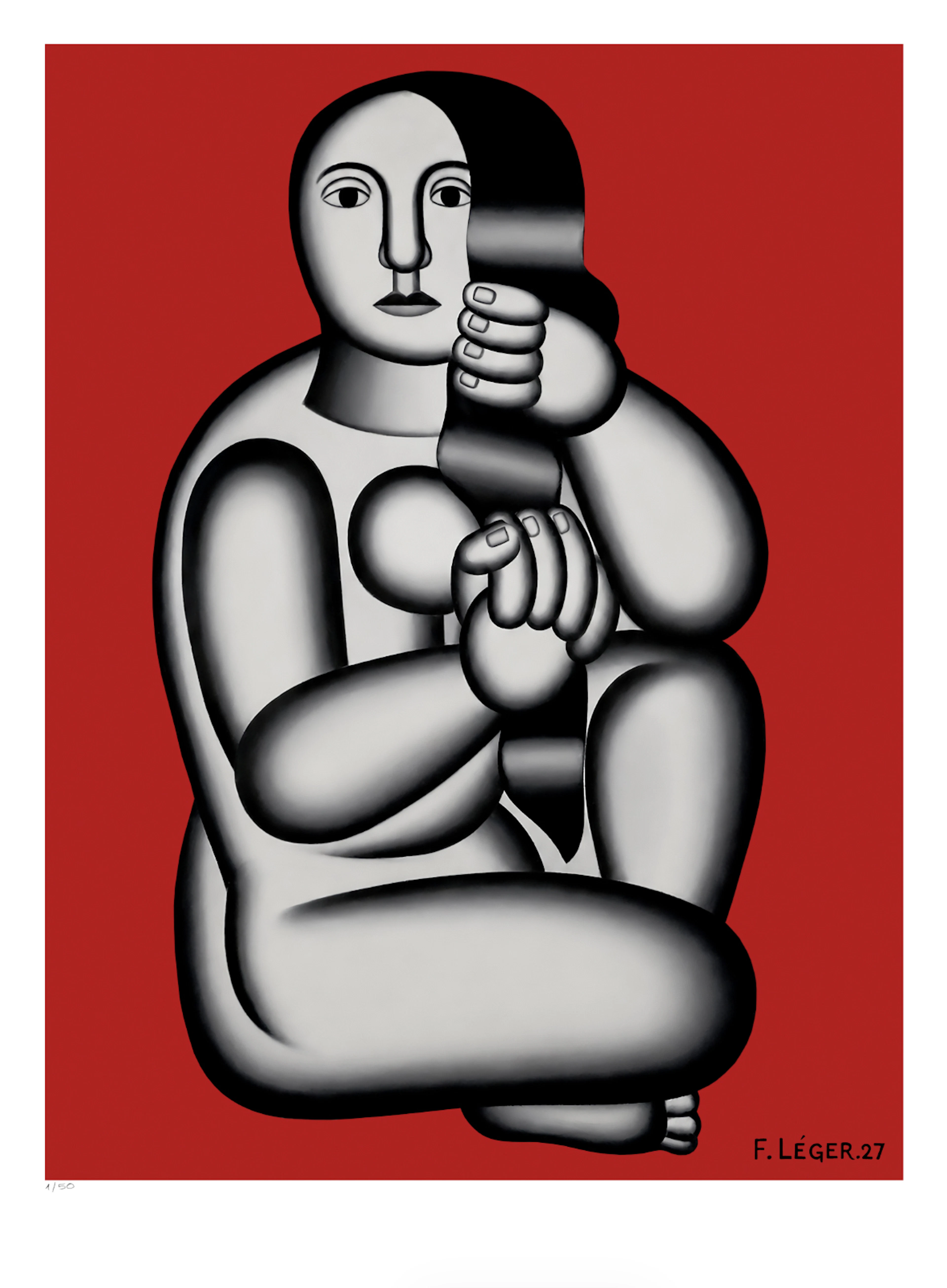 Fernand Léger (d’après), Femme assise sur fond rouge, sérigraphie