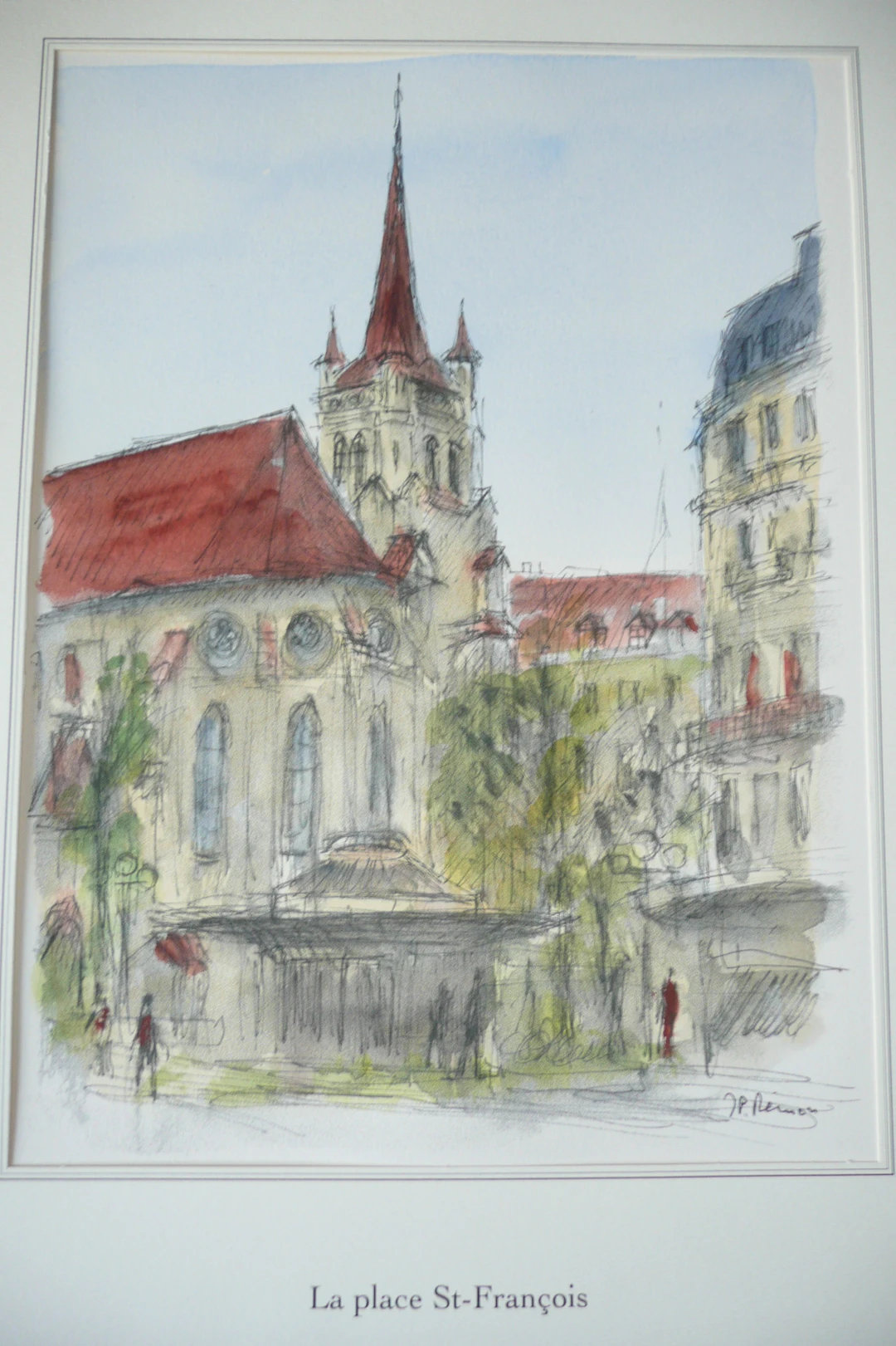 Jean Pierre REMON - La place Saint-Francois, 2008 - Aquarelle signée