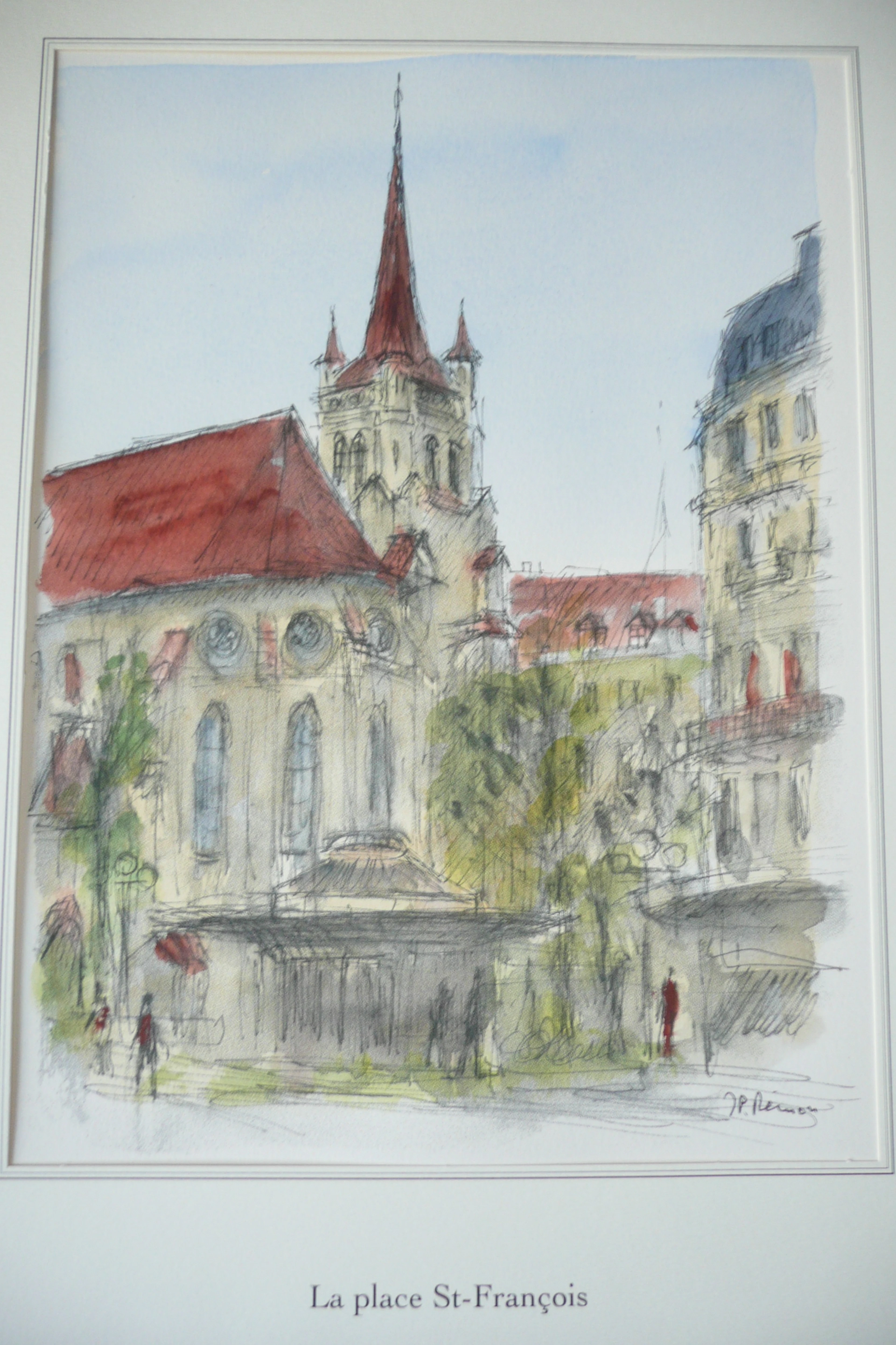 Jean Pierre REMON - La place Saint-Francois, 2008 - Aquarelle signée