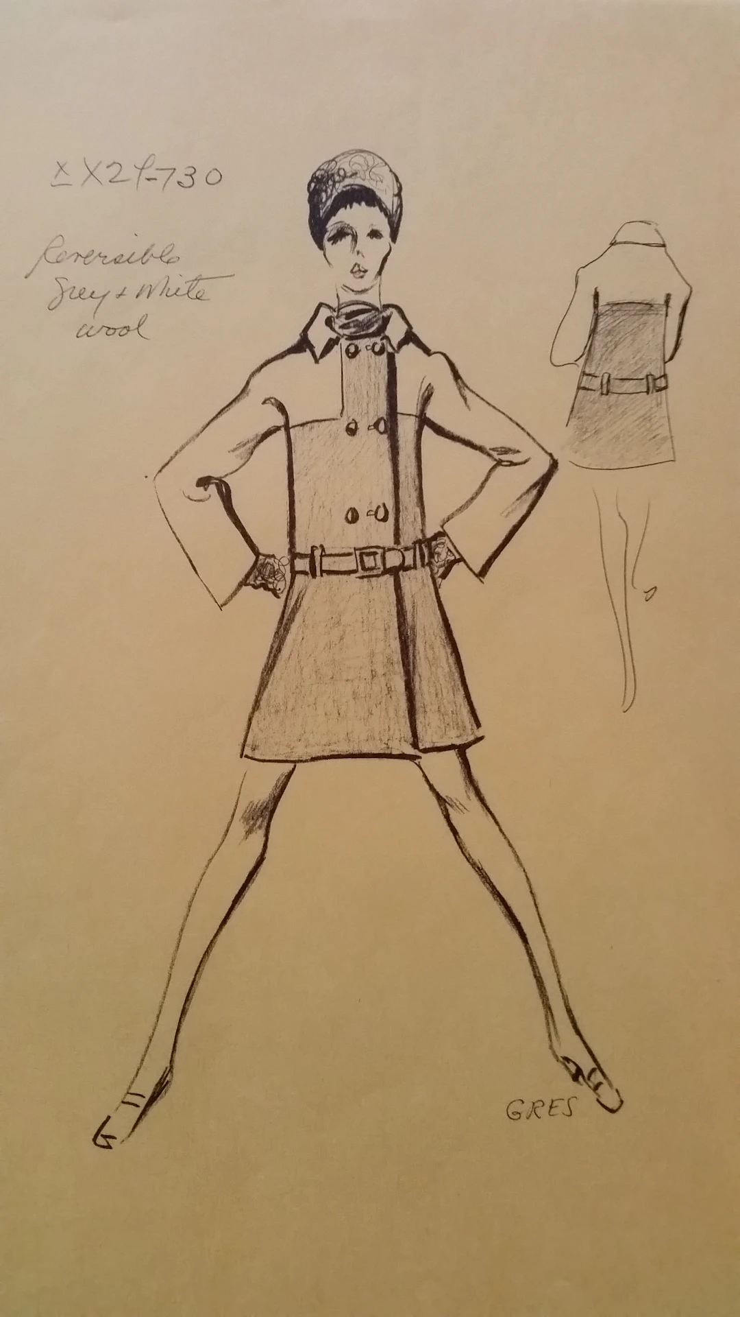 Madame Grès - Croquis veste - Reversible grey & white wool