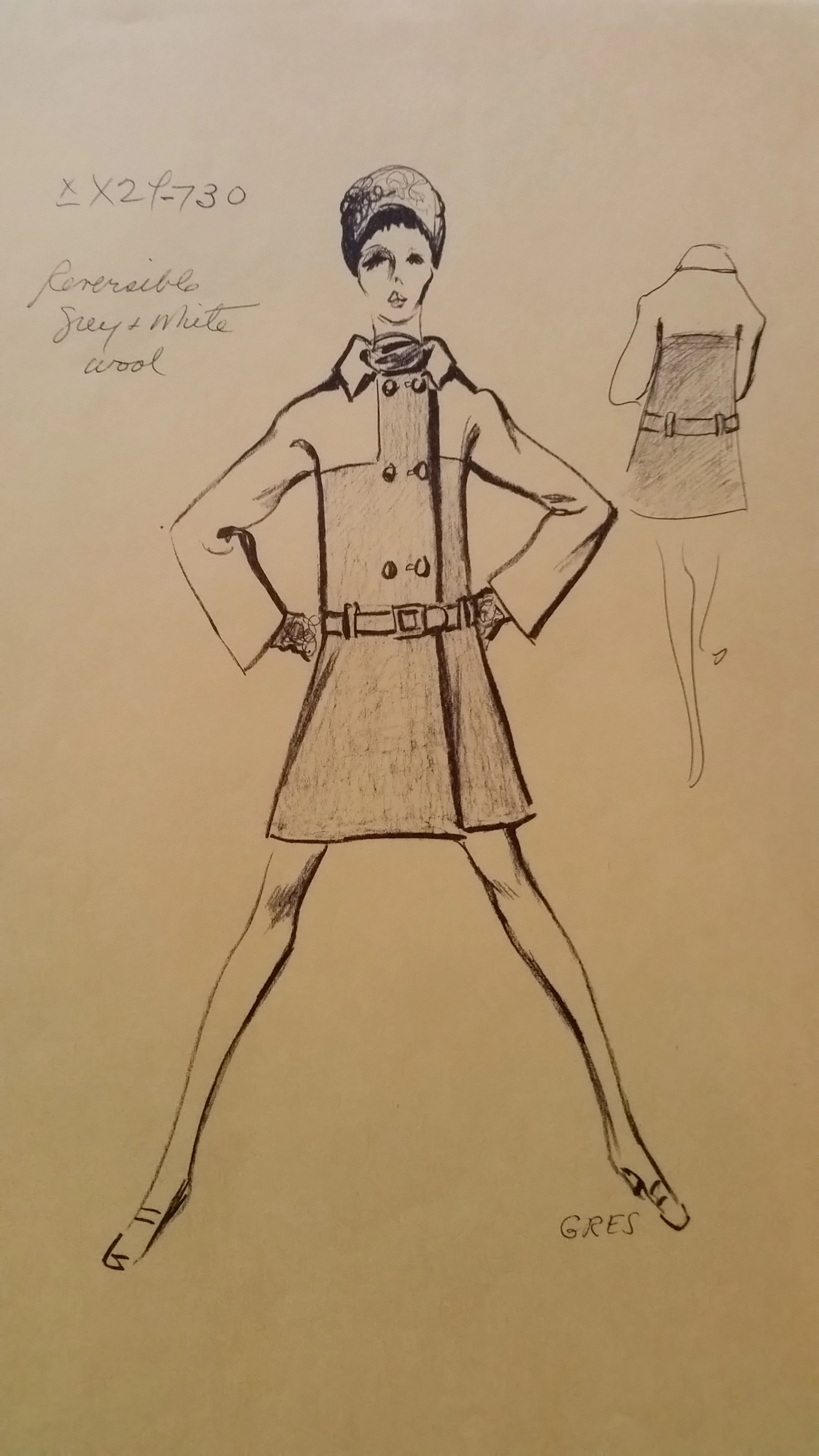 Madame Grès - Croquis veste - Reversible grey & white wool