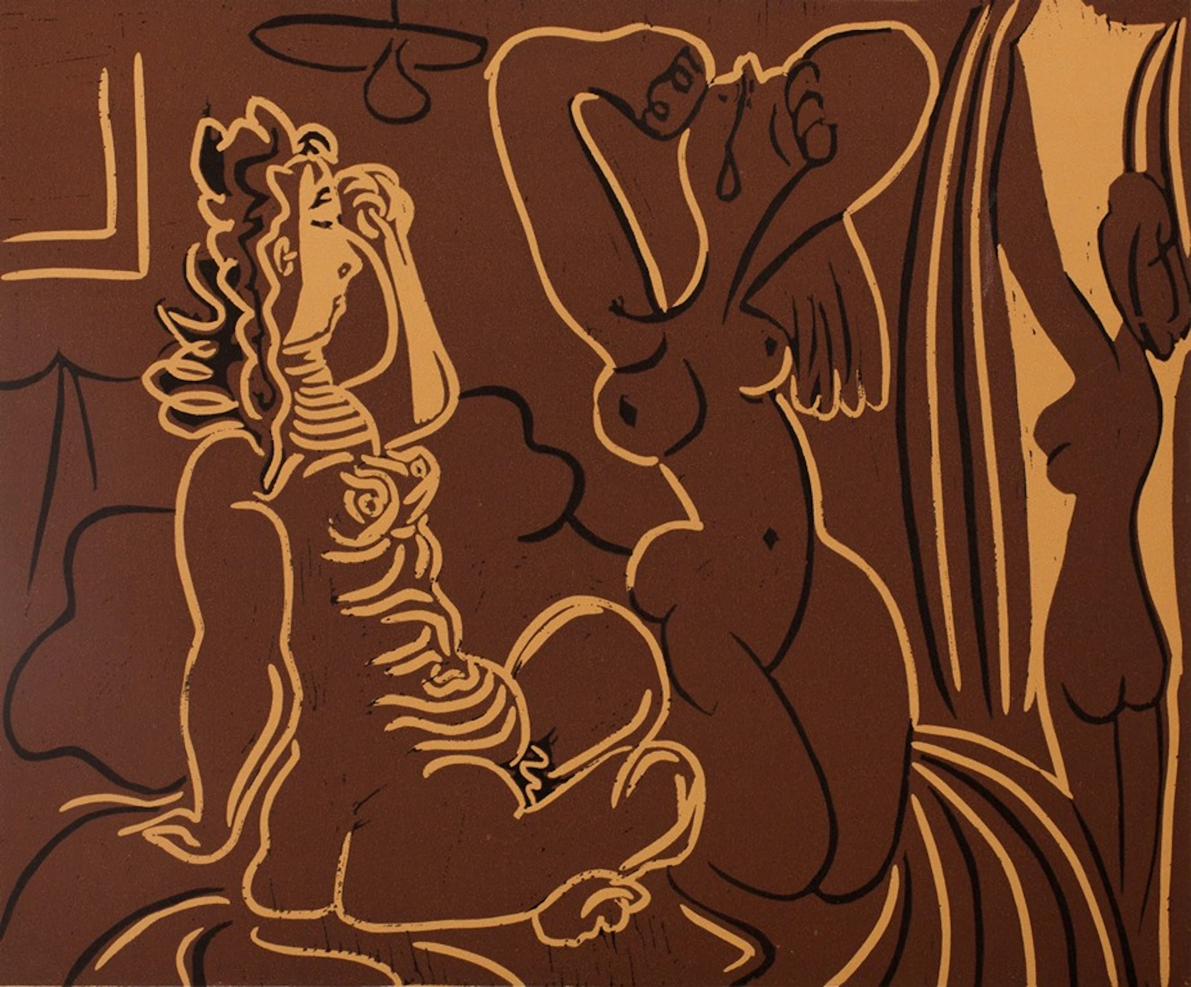 Pablo PICASSO : Femmes au réveil - Linogravure (1962)