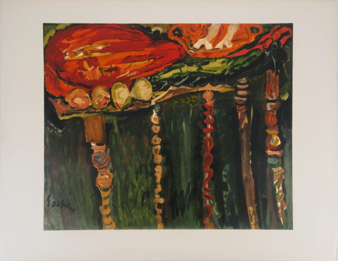 Chaïm SOUTINE - Table de boucher, Lithographie signée