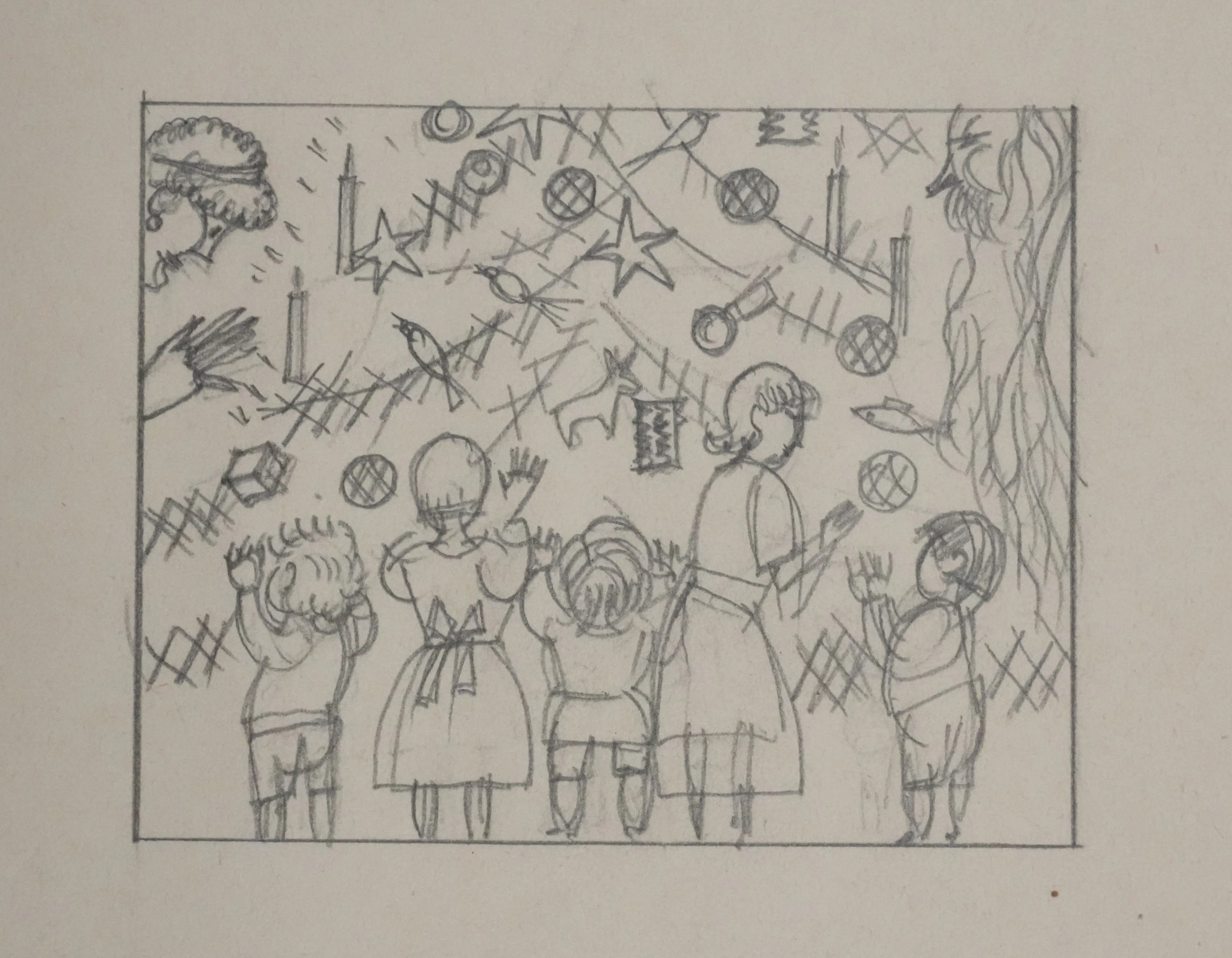 Jean-Emile LABOUREUR : Les fêtes, Dessin original