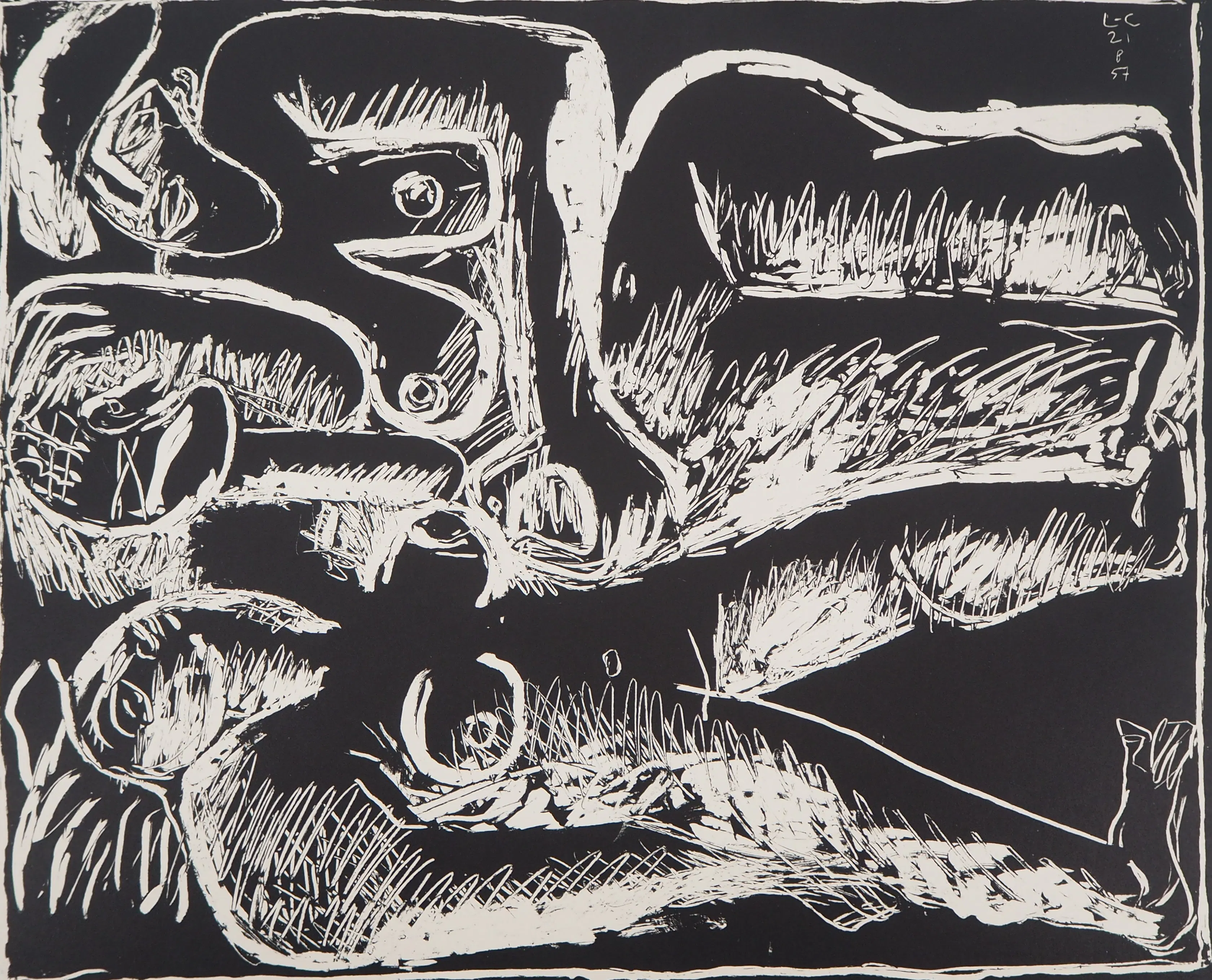 LE CORBUSIER : Trois personnages couchés, 1957 - Lithographie originale signée