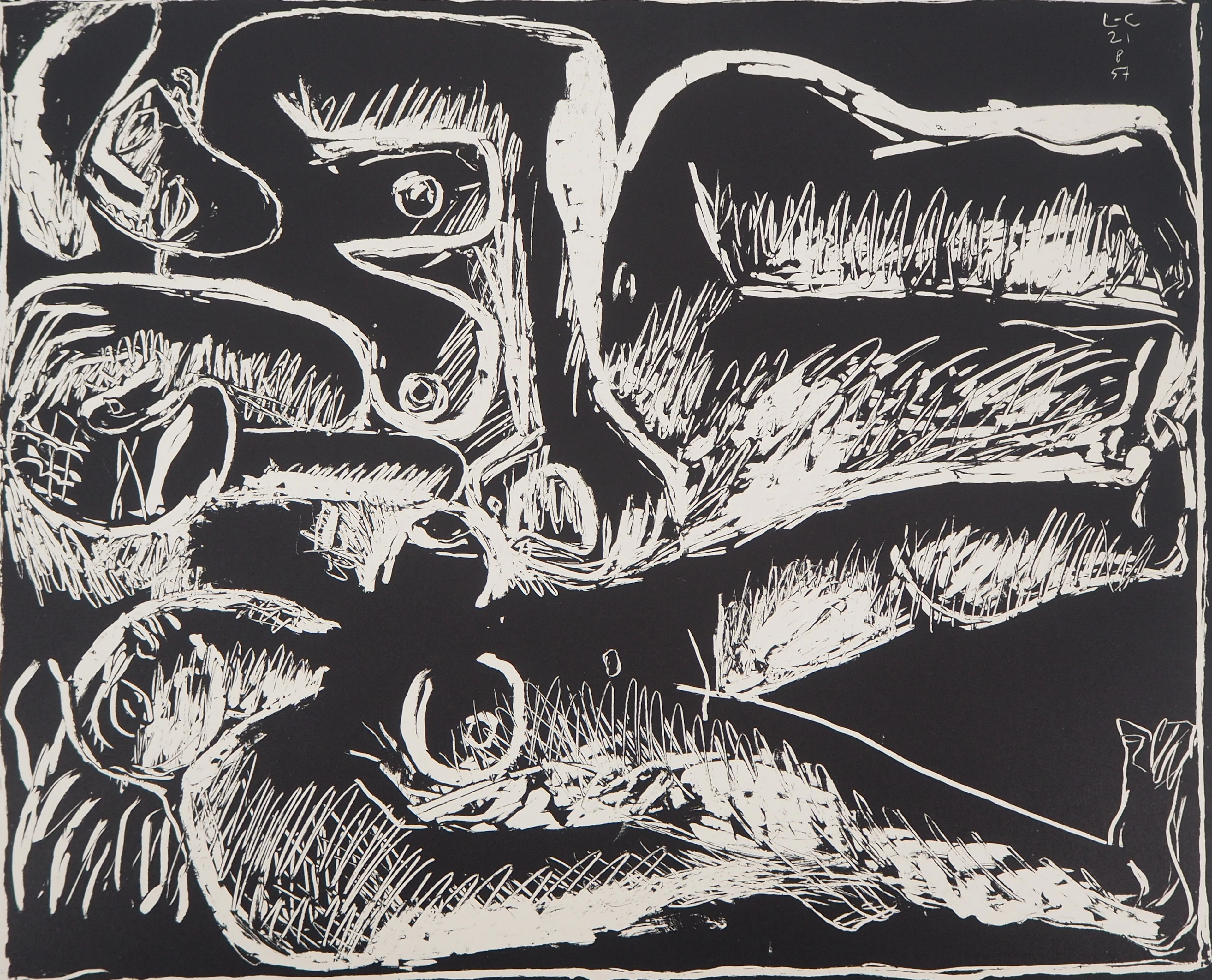 LE CORBUSIER : Trois personnages couchés, 1957 - Lithographie originale signée